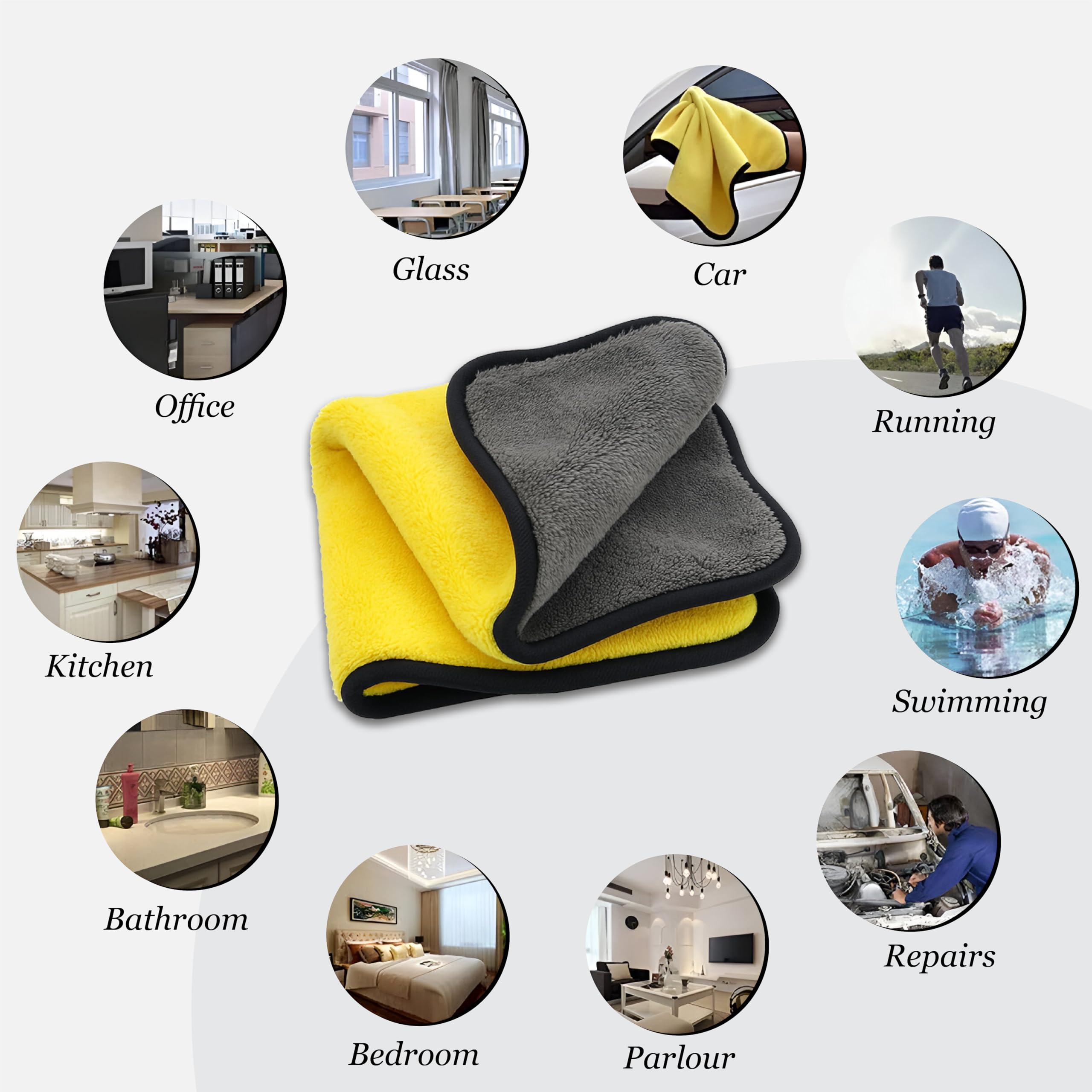 MIKANIX Microfiber Car Cleaning Cloth & Chenille Wash Mitt I Multi-Use, Super Absorbent Perfect Wash for Bike, Auto, Cars I Interior & Exterior Detailing Towel Kit I Lint-Free, Scratch-Free