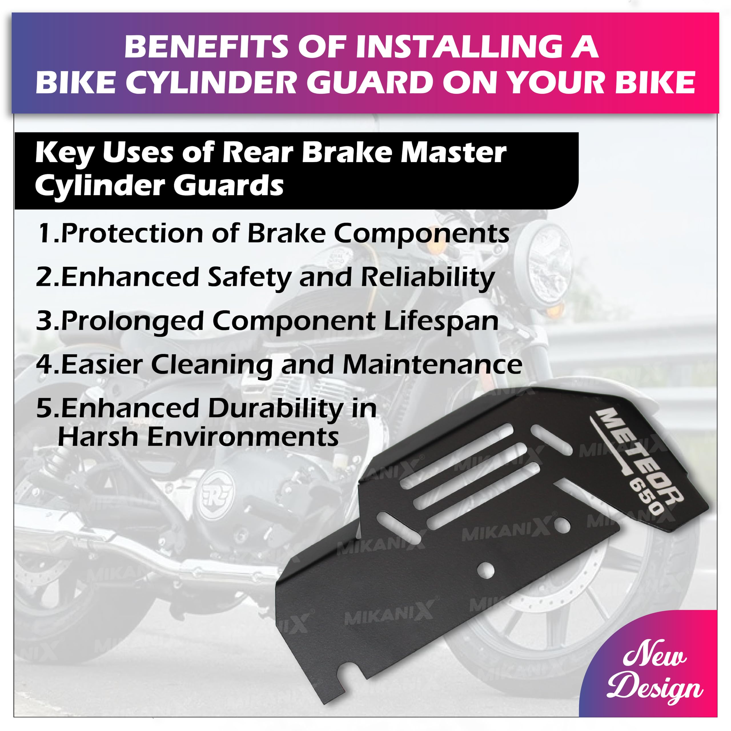 MIKANIX Bike Rear Master Cylinder Guard for Royal Enfield Super Meteor 650