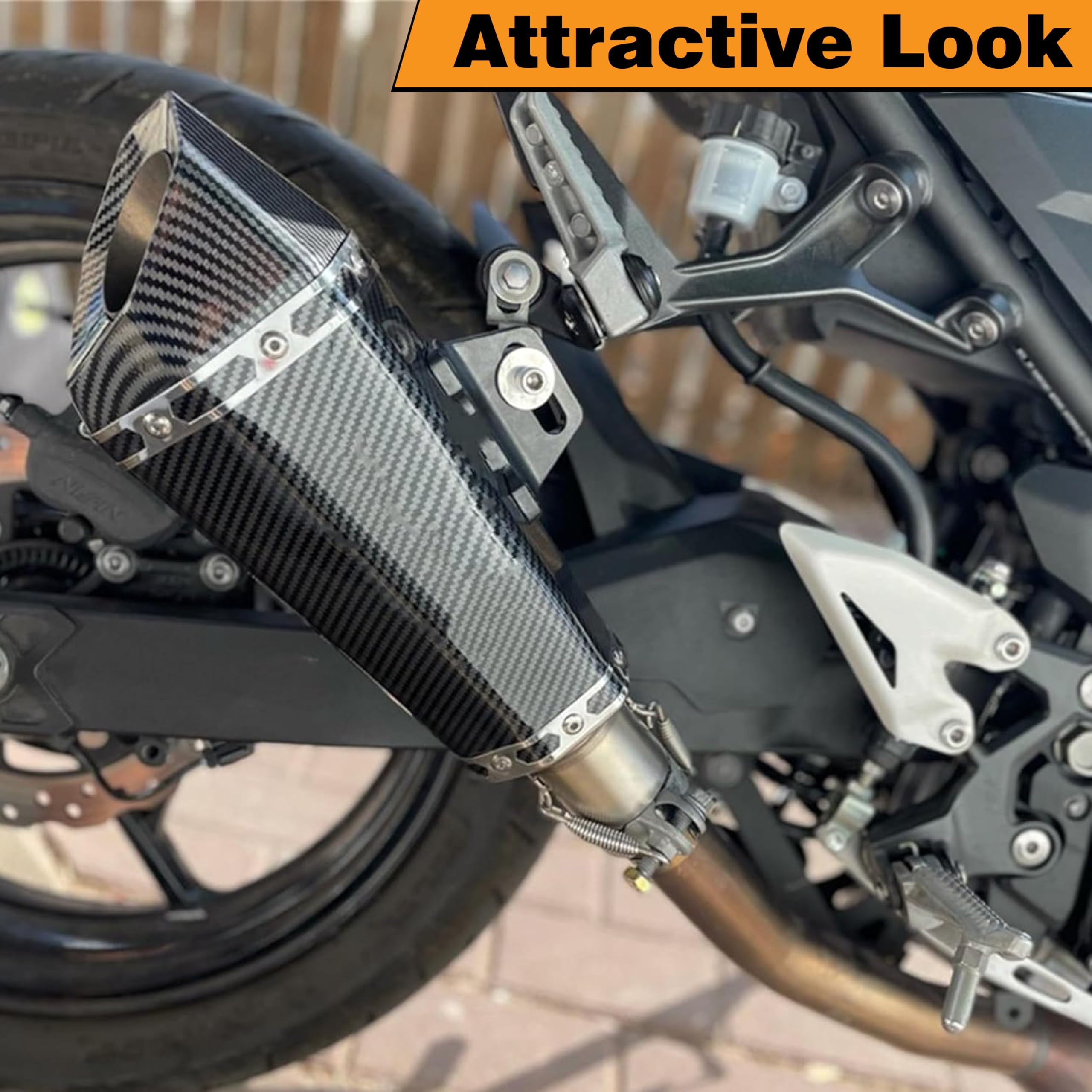 Mikanix Full Carbon Akrapovic Mini Black Universal Exhaust | Silencer Muffler Pipe for All Bikes & Motorcycles | Premium Racing Sound