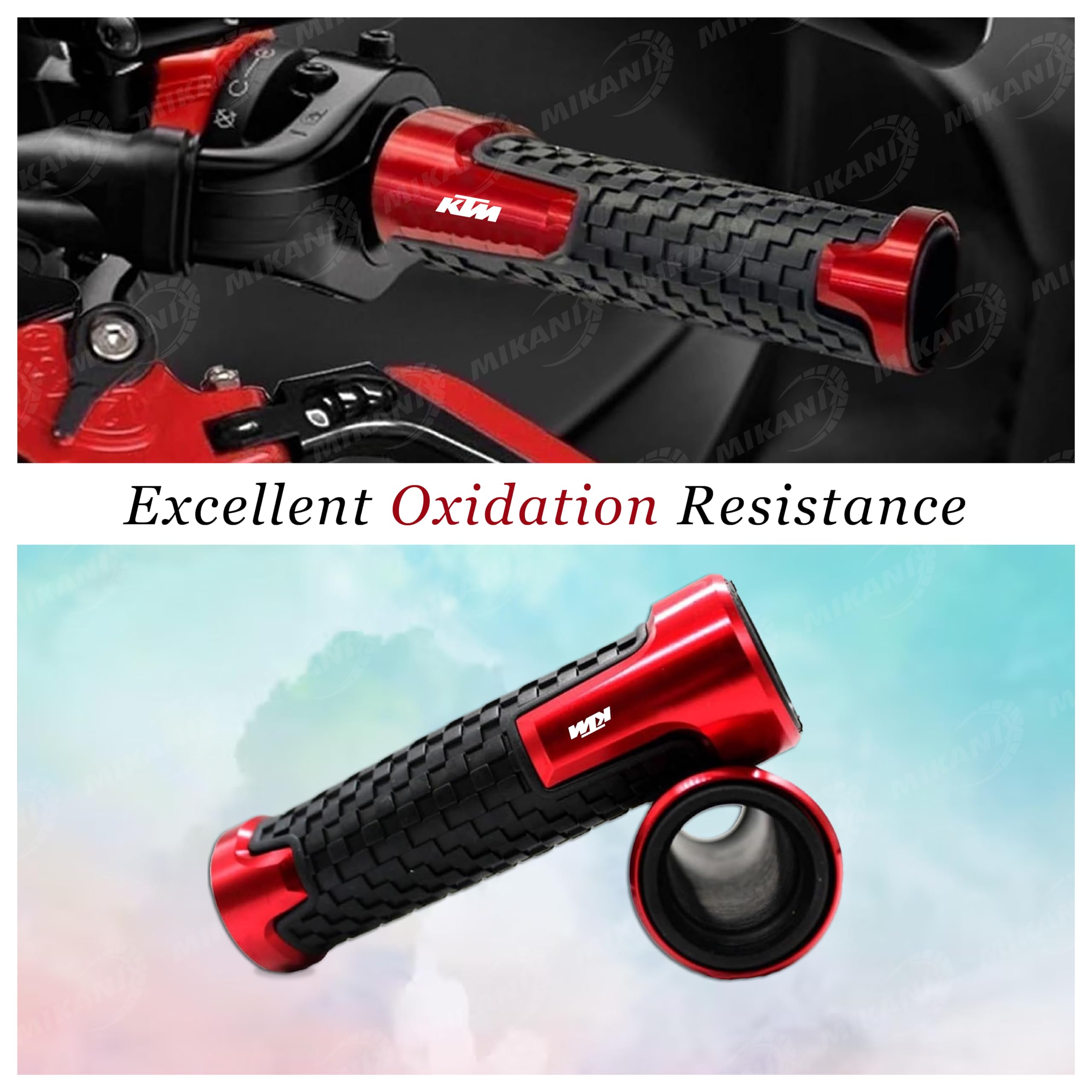 OBEROI'S TRADERS Bike Handlebar Hand Grip | CNC Aluminium & Rubber with Criss Cross Design Grip for KTM Duke All Model