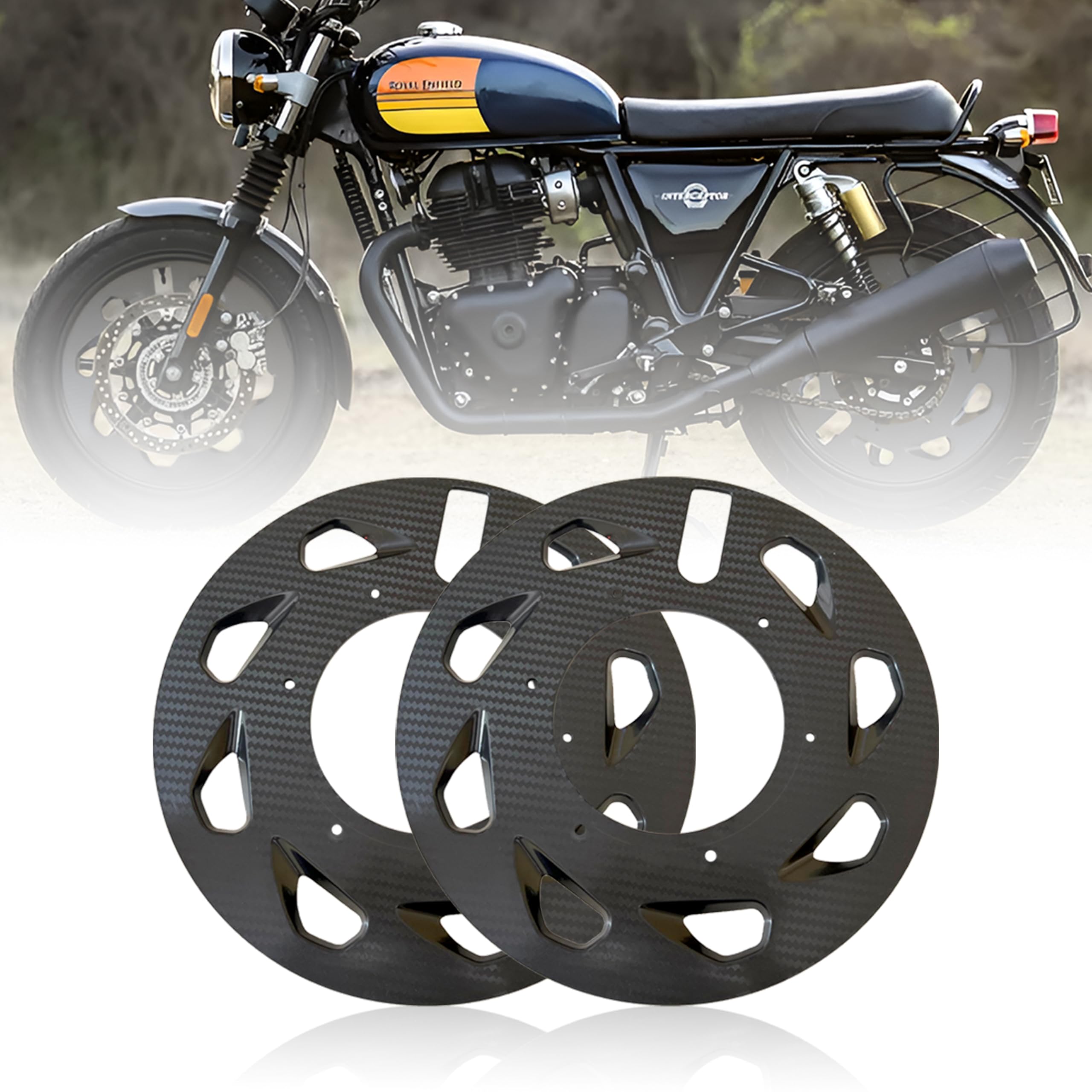 OBEROI'S TRADERS Carbon Finish Front/Rear Pro Disc Wheel Cover | Alloy Hubcap Cover 17 Inch Bike Fairing Kit Compatible with RE Interceptor 650