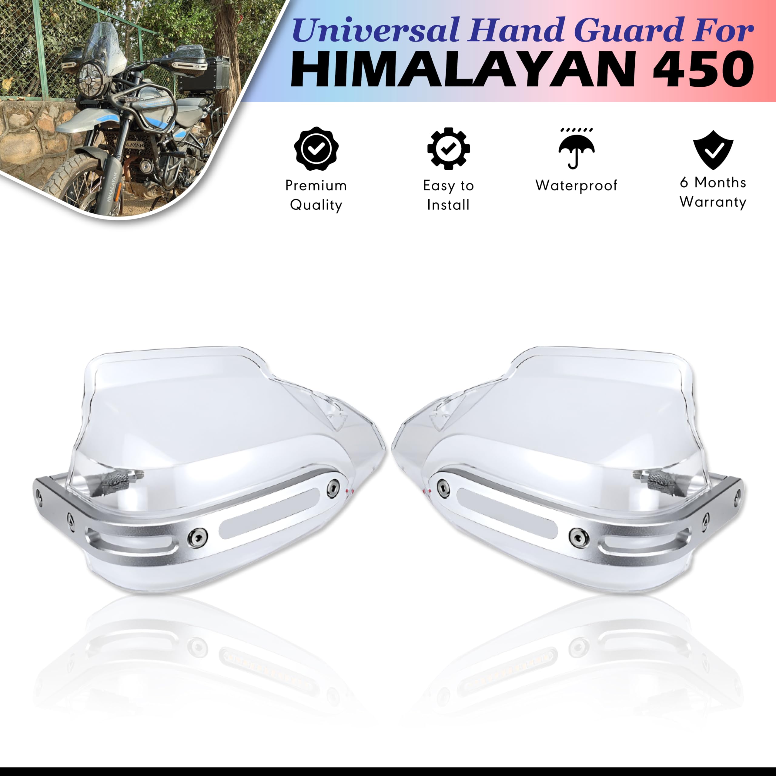 OBEROI'S TRADERS Himalayan 450 Bike Hand Guard Brake/Clutch Lever Protector | Wind Deflector Handlebar Hand Guard