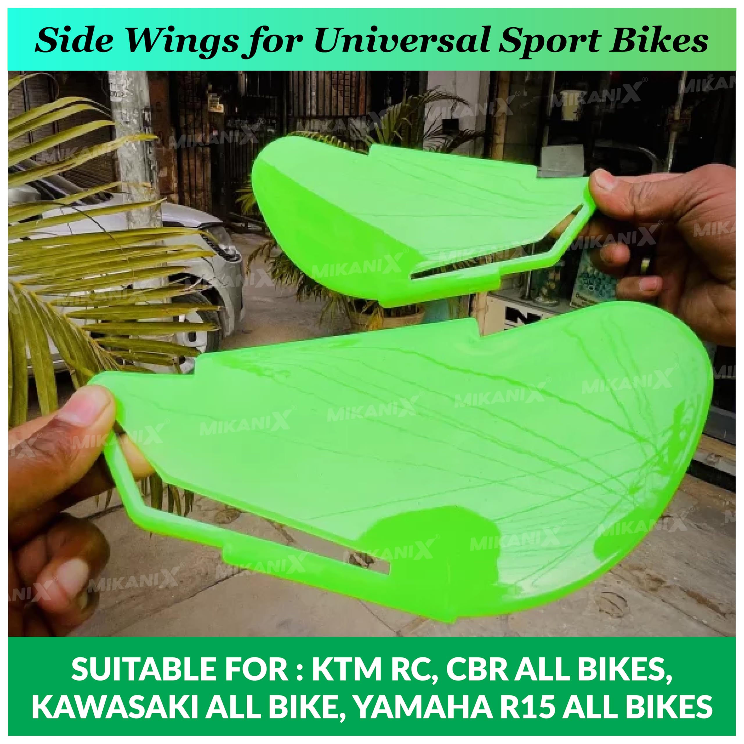 MIKANIX R15 V3 / V4, Ninja, CBR, RR310, KTM RC Bike Side Wings/Winglet Pro Canard Bike Fairing Kit (Pack of 2)