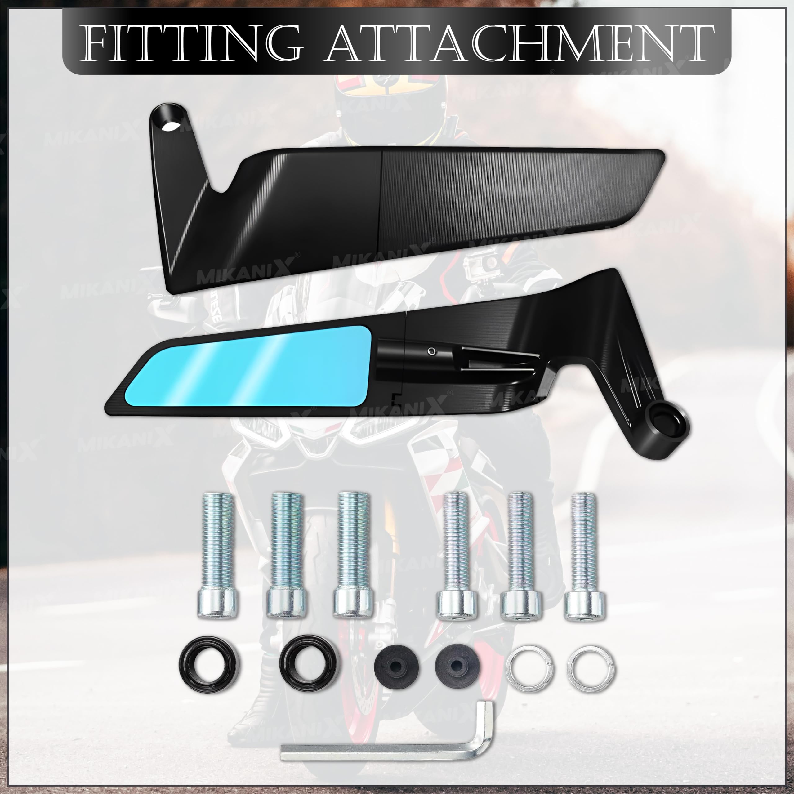 MIKANIX Bike Rear View Side Handle Bar Mirror | York Nut Fitting | Stealth Convex Glass for KTM Duke 125 | 200 | 250 | 390