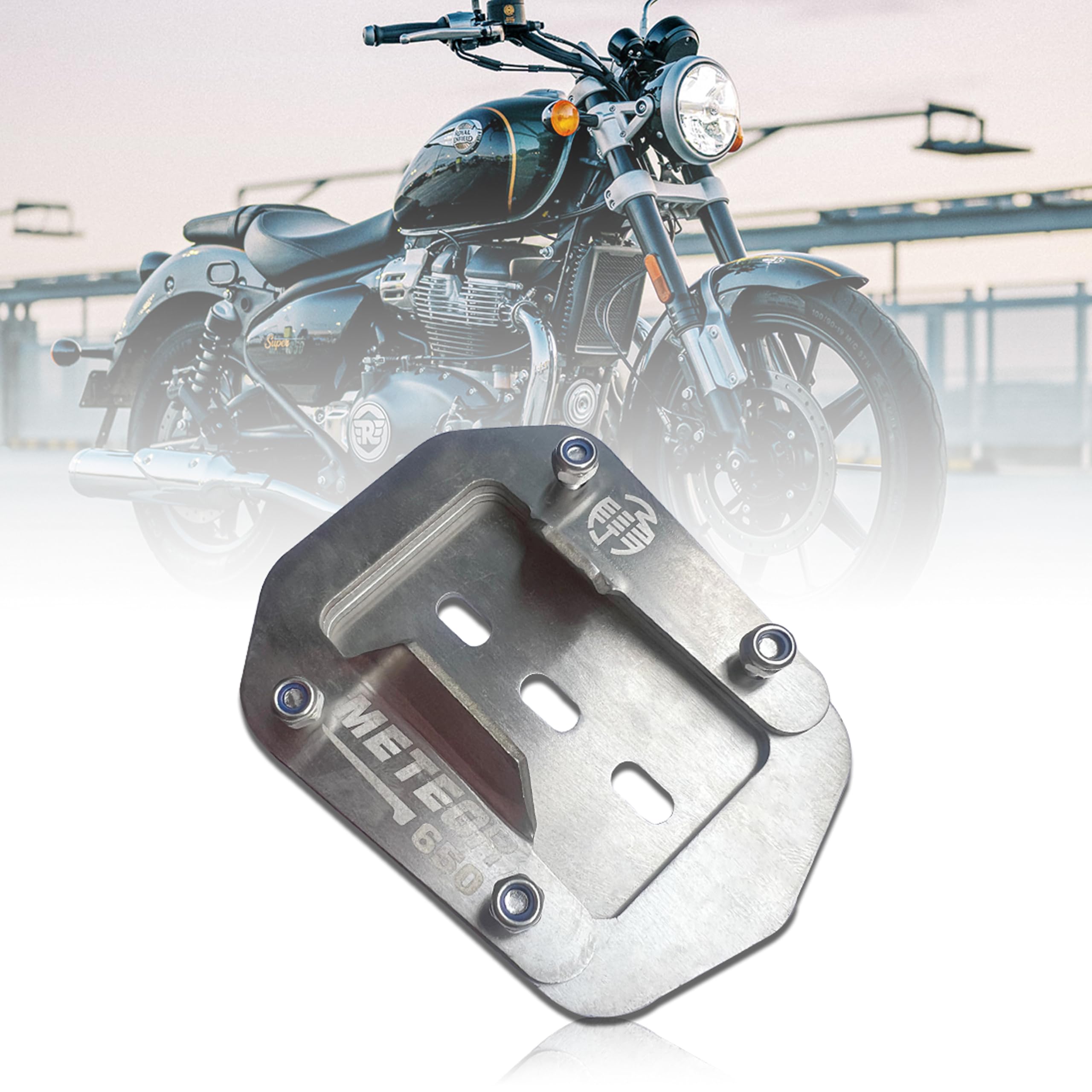 Mikanix Stainless Steel Side Stand Extender/Side Stand Pad for Royal Enfield Super Meteor 650