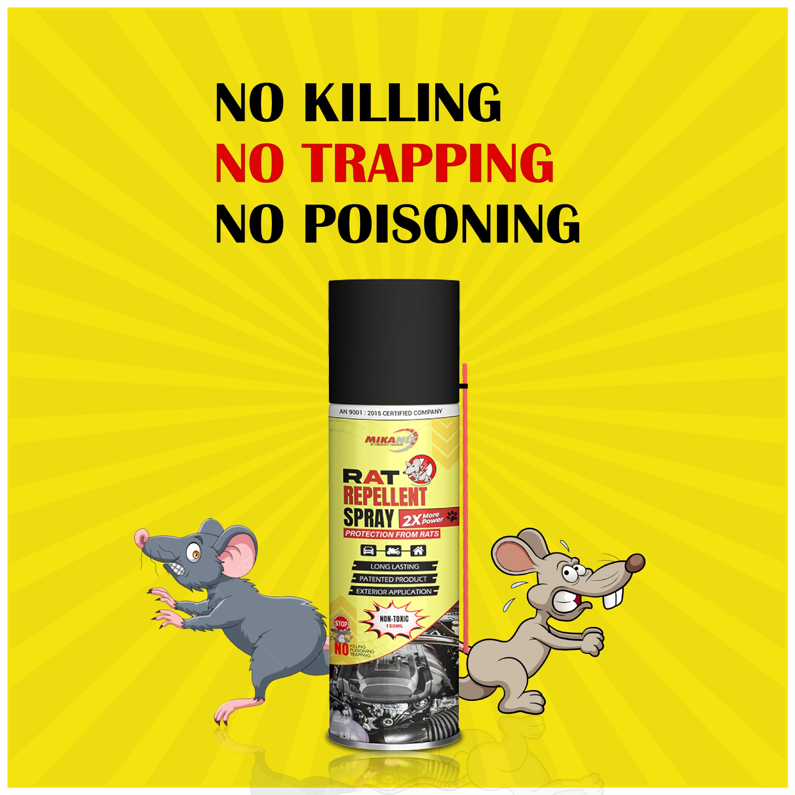 MIKANIX Rat Repellent Spray | Rodent Repellent For Home, Bike & Car | Protects Wires in Car, Bike and Home | For Storage Room | Engine Wiring & Home Wiring Protection (150 ML)