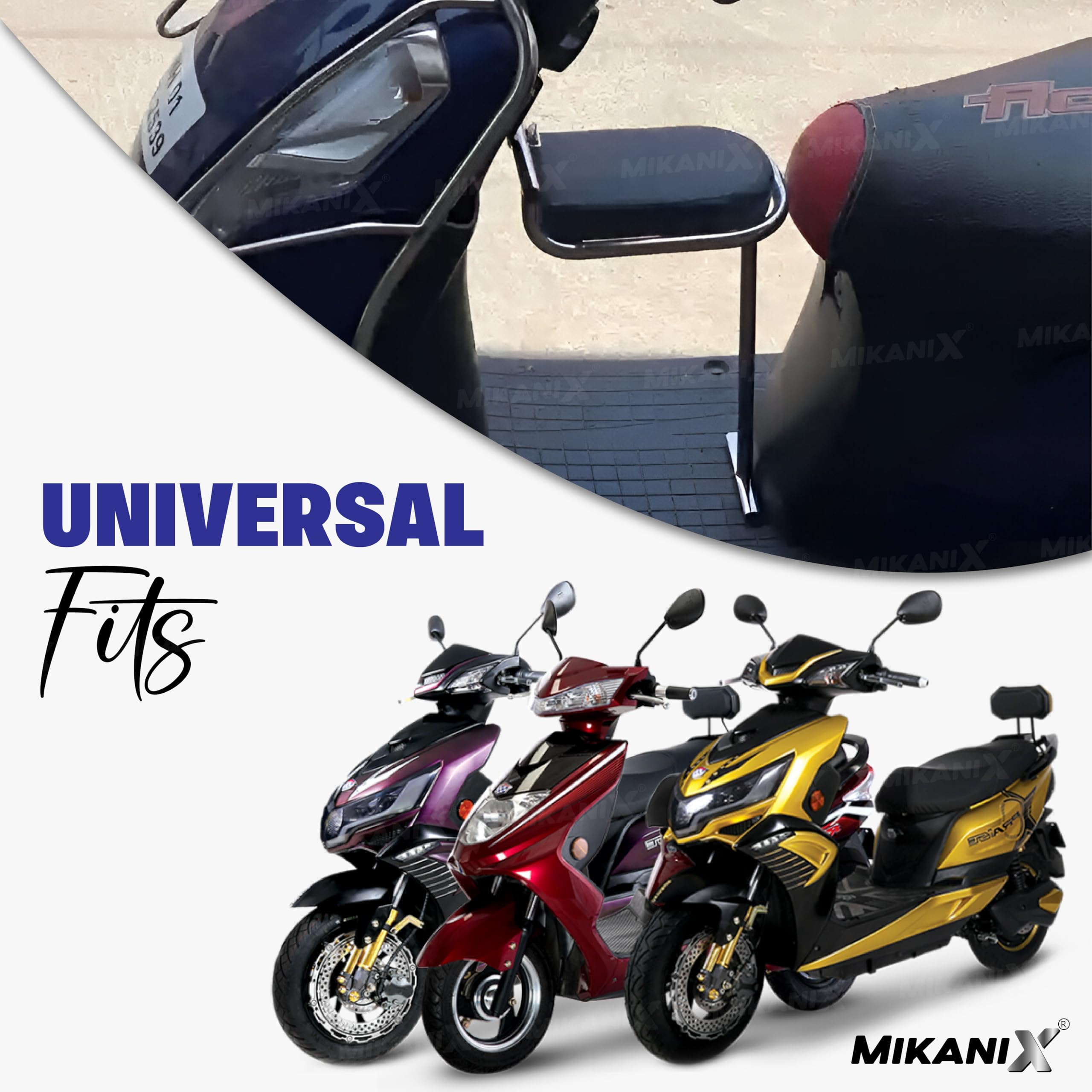 Mikanix Baby Seat For Scooty | Foldable | Safety & Comfort Ride For Activa, Access 125, Jupiter, Ntorq 125, Black