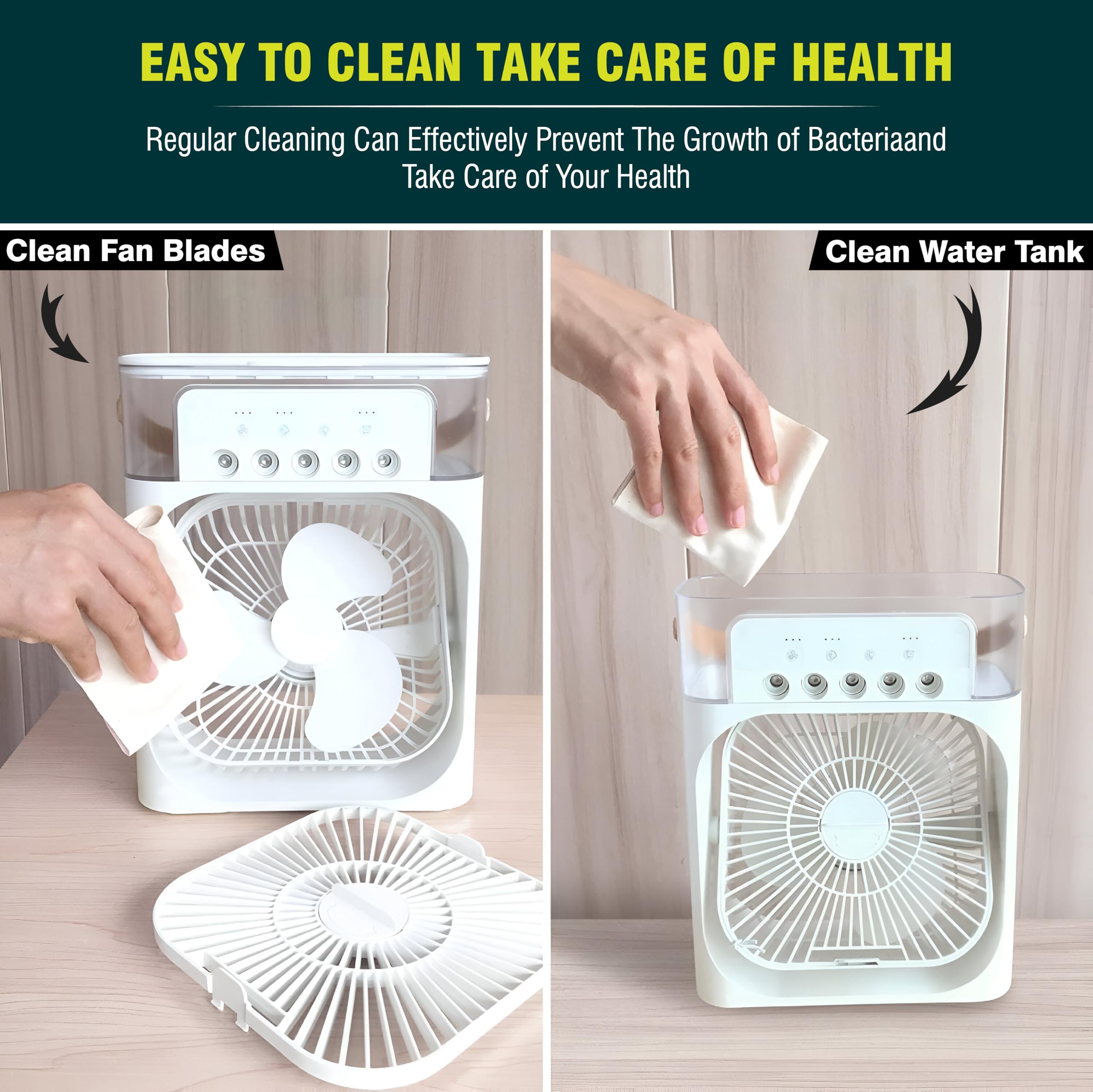 OBEROI'S TRADERS 1 YEAR REPLACEMENT WARRANTY Mini Cooler Fan for Room, Kitchen, Home & Office Desk | USB Cable, 3 Wind Speed Mode With Cooling Misting Fan