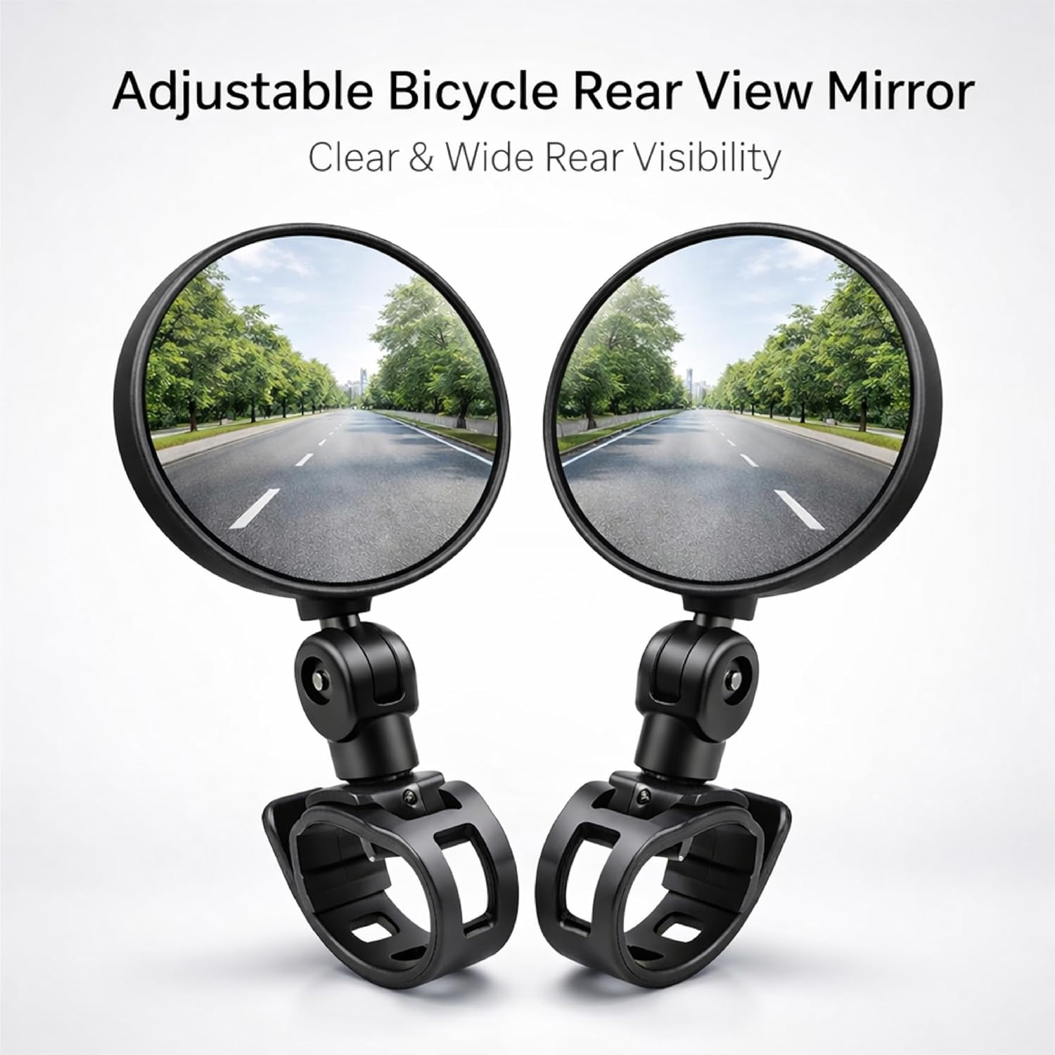 MIKANIX Bicycle Wide Angle Rear View Mirror | 360° Adjustable & Rotatable Design Convex Lens Mirror Universal For Cycle & Bike