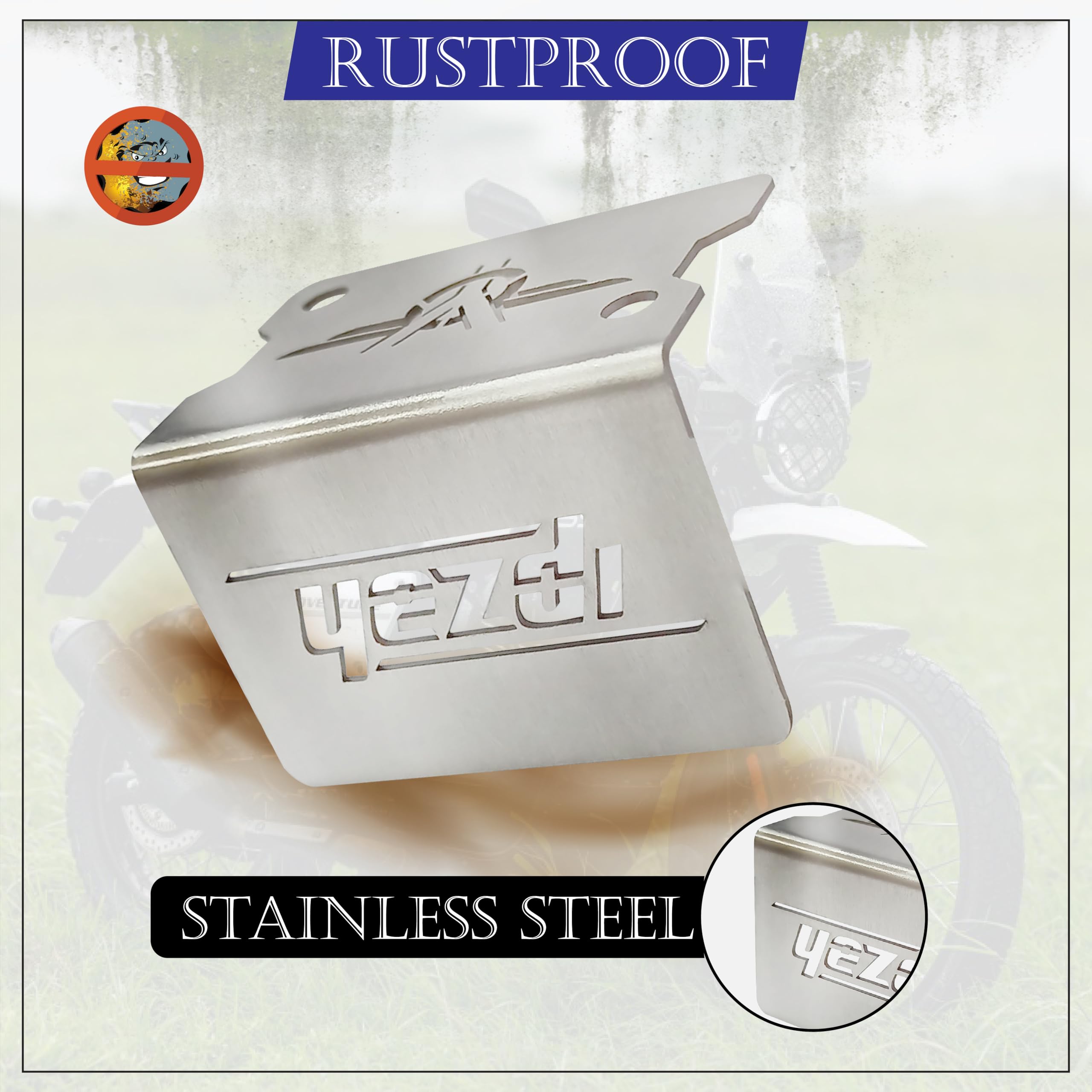 MIKANIX Motorcycle Stainless Steel Bike Front Disc Brake Fluid Reservoir Oil Cap/Container Guard Protector Cover I Compatible with All Yezdi Bike