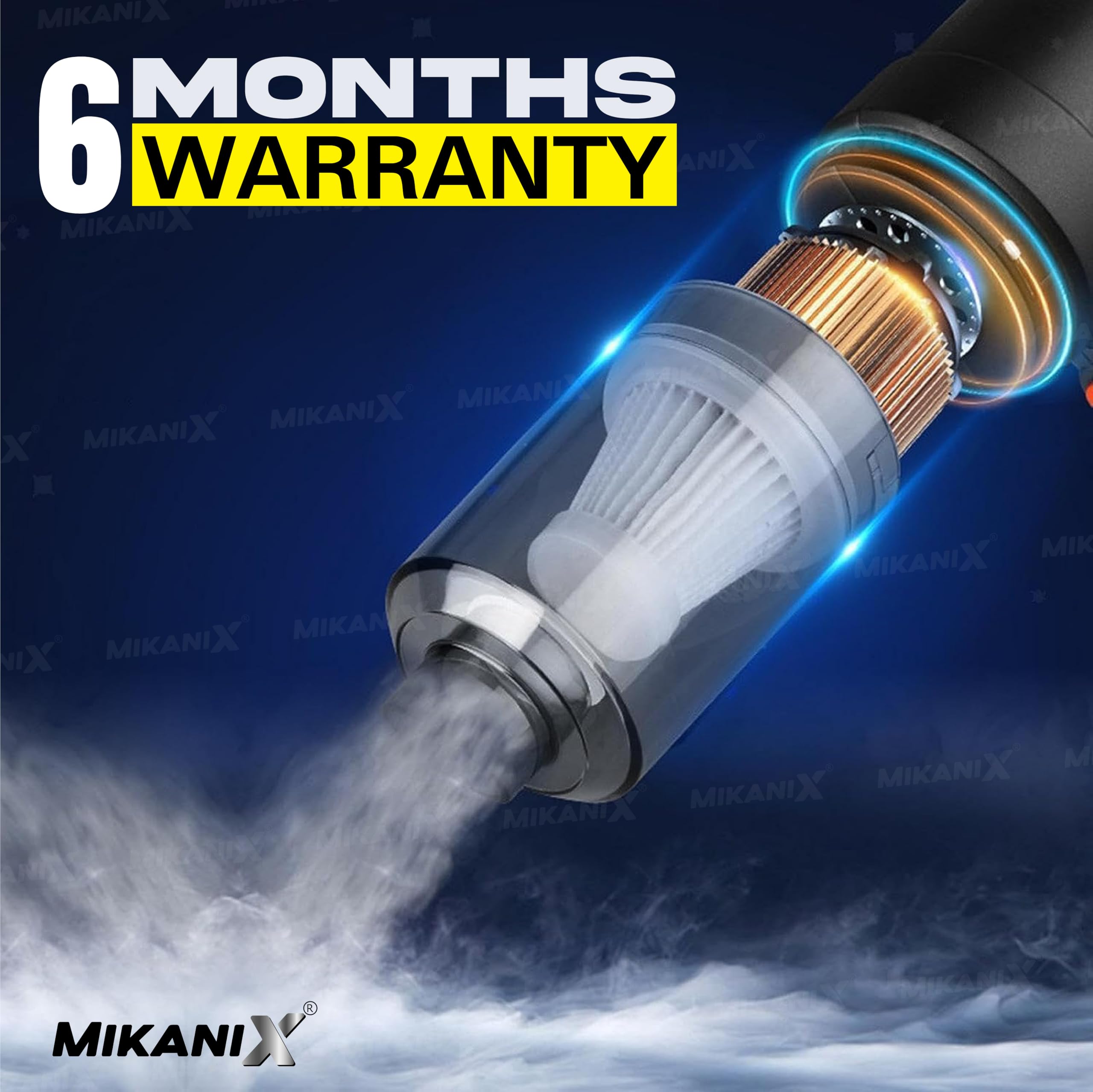 MIKANIX Vacuum Cleaner with Air Duster Blower for Car Interior & Home Cleaning | 3 in 1 Portable 120W High-Power Dust Suction | Handheld USB Rechargeable Car Vacuum Cleaner