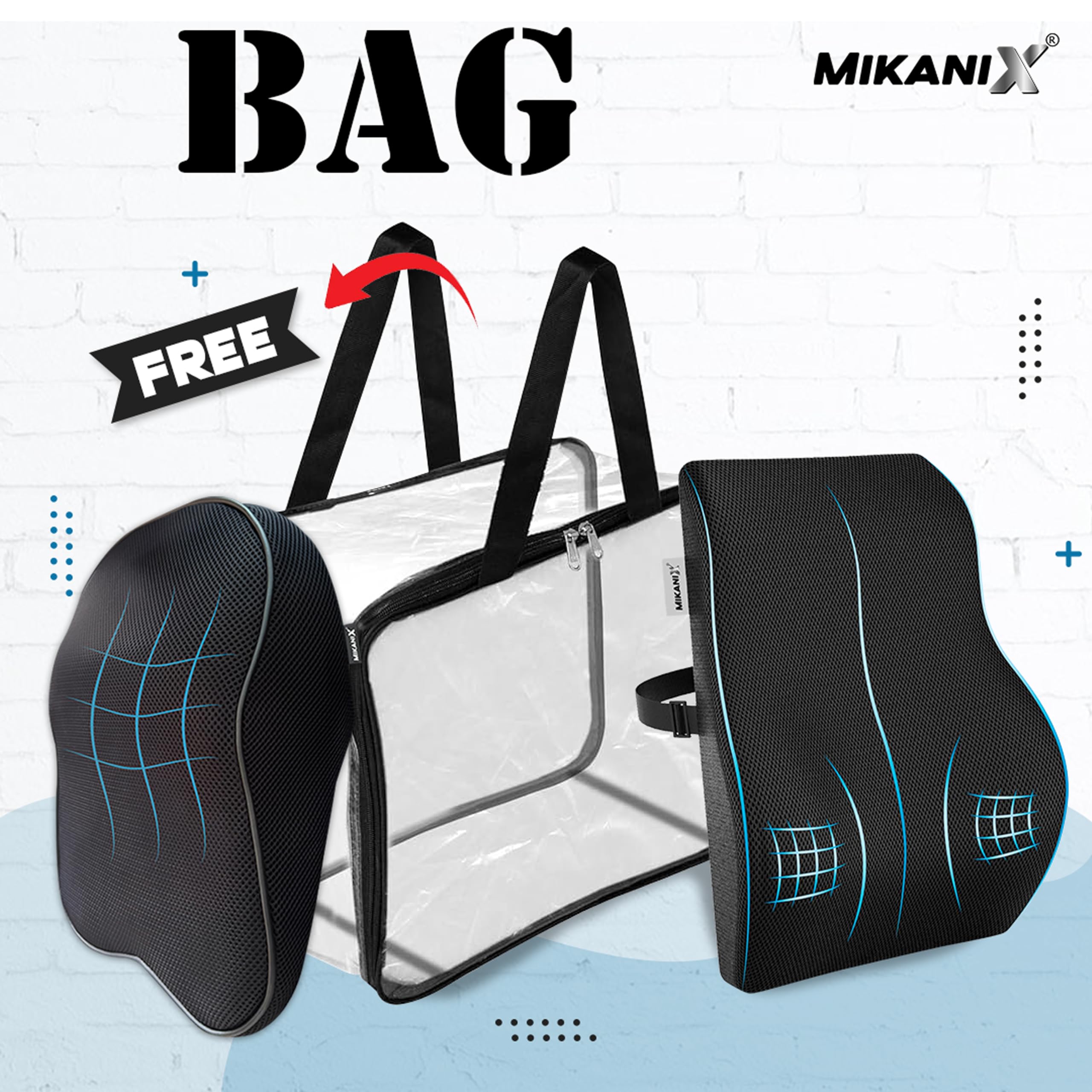 OBEROI'S TRADERS 2 YEARS WARRANTY Car Neck Rest Pillow & Orthopedic Back Lumbar Support Combo for Car Seat & Office Chair to Relief Neck & Back Pain, Spine Alignment and Posture Correction