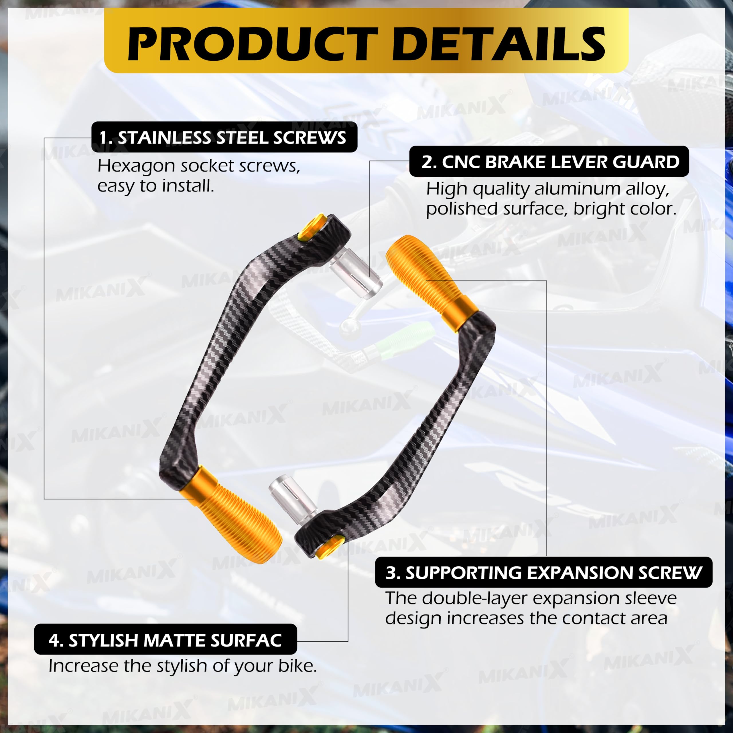 OBEROI'S TRADERS Carbon Finish CNC Aluminum Universal Motorcycle Lever Guard | Handle Bar End Brake Clutch Lever Protective Guards | Hand Guards for All Bikes