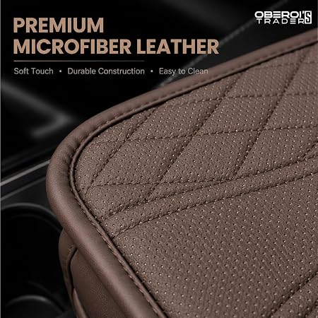 MIKANIX Car Center Console Armrest Cushion | Waterproof Leather Car Armrest Pad with Cup Holder, Phone Slot & Tissue Organizer for Top Hinged Consoles