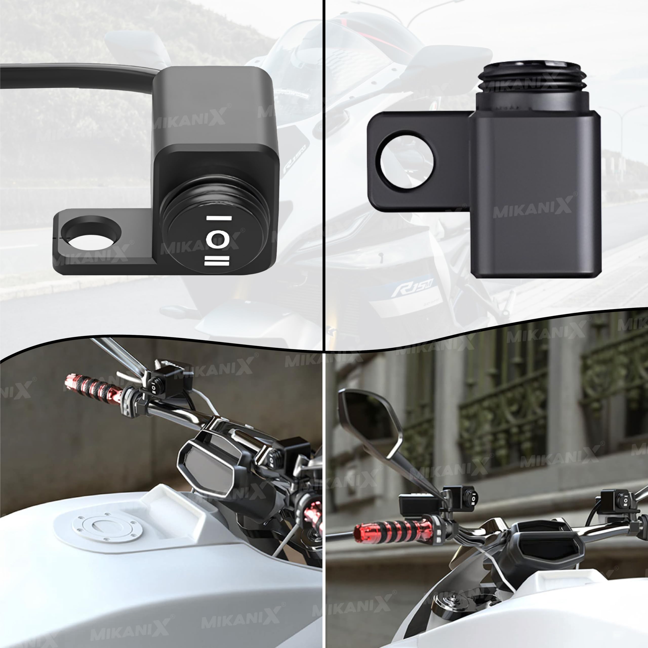 OBEROI'S TRADERS Universal York Fitting Switch Multi-Function | 3 Mode Way Handlebar Switch | ON-OFF-ON Button For Headlight, Fog Light & Bar Lights for All Bikes and Scooter