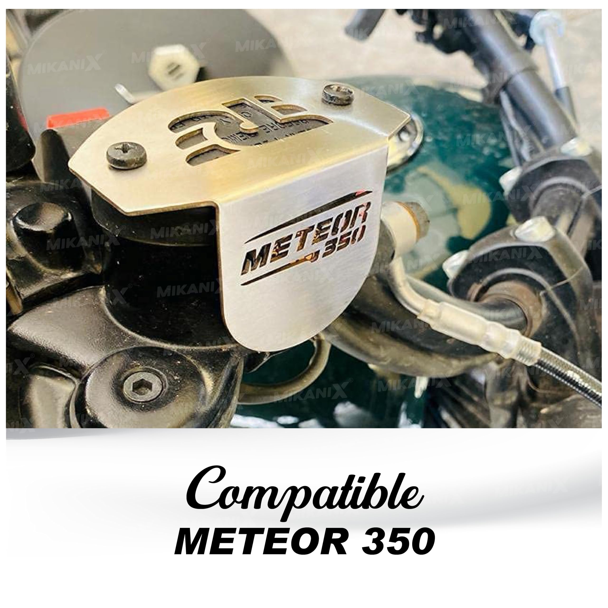 MIKANIX Stainless Steel Front Disc Brake Fluid Reservoir Oil Cap | Container Guard Protector Cover Compatible With Royal Enfield Meteor 350