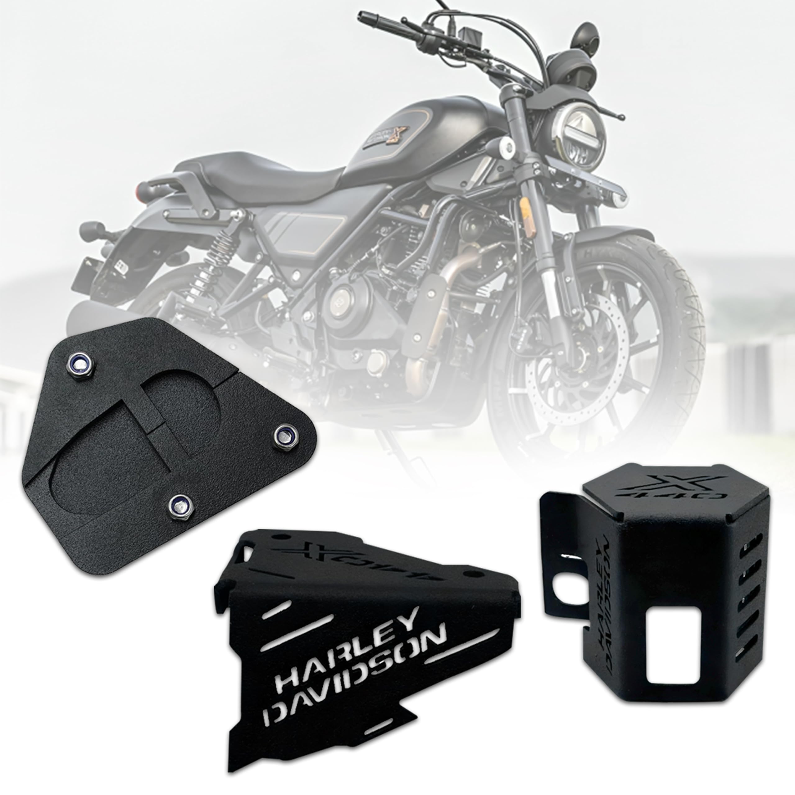 HD X440 Bike Stand Pad, Front Oil Reservoir Cap & Rear Oil Container Crash Guard Accessories Combo kit