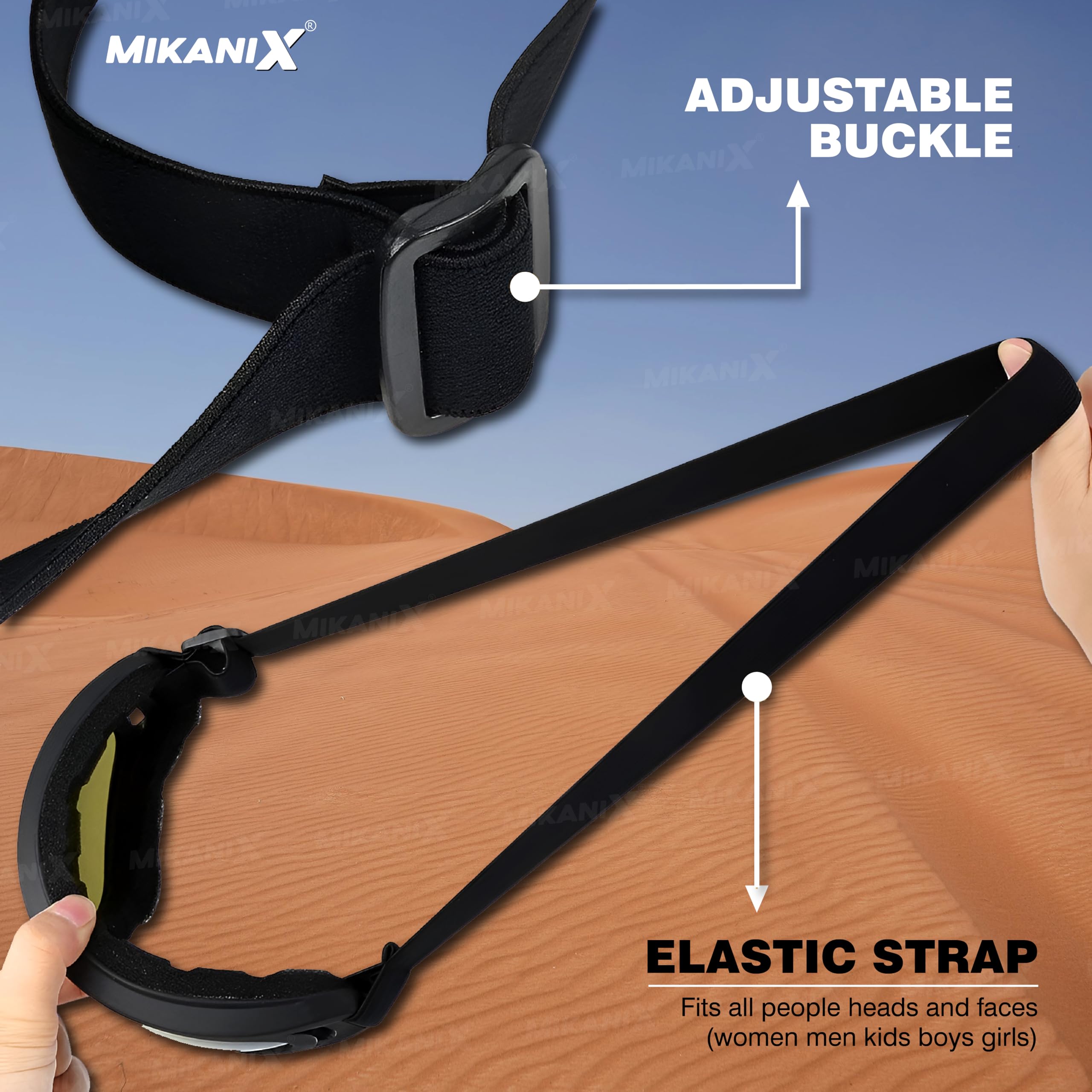Mikanix Rubber Motorcycle Helmet Goggles I Anti-UV, Windproof Eyewear for ATV, Bike & Outdoor Activities