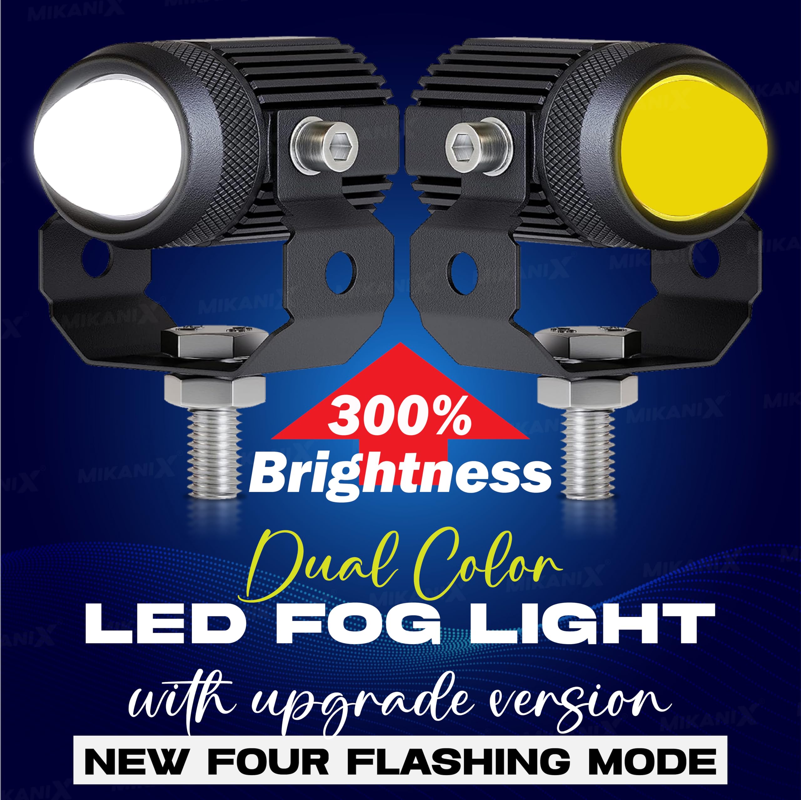 MIKANIX Universal Mini Drive LED Fog Light Projector/Flasher Lamp With On/Off Switch Button For Car & Bike Fog Lamp, Dash Light Motorbike, Car, Van Xenon