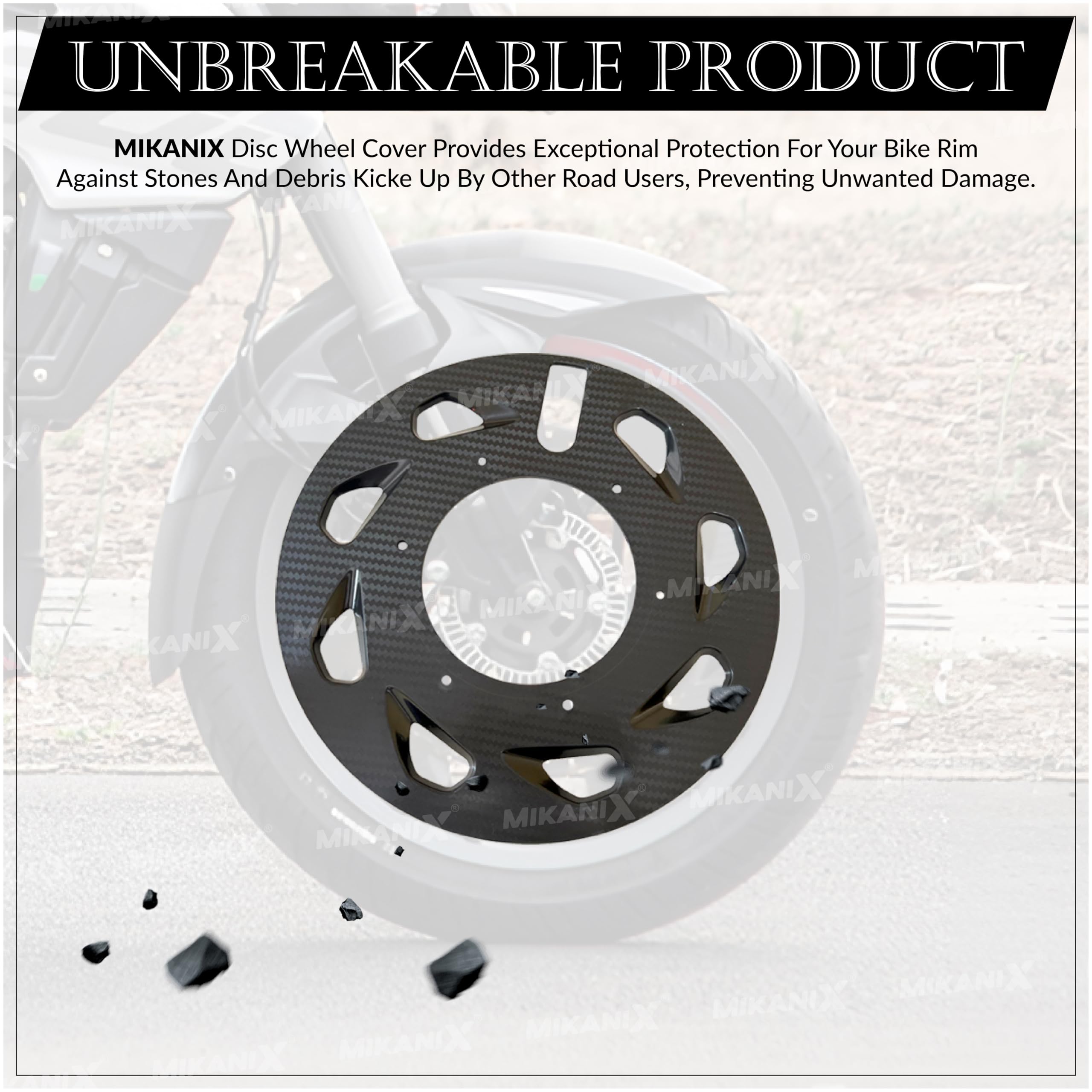 OBEROI'S TRADERS Carbon Finish Front/Rear Pro Disc Wheel Cover | Alloy Hubcap Cover 17 Inch Bike Fairing Kit Compatible with Bajaj Pulsar NS/RS All Bikes