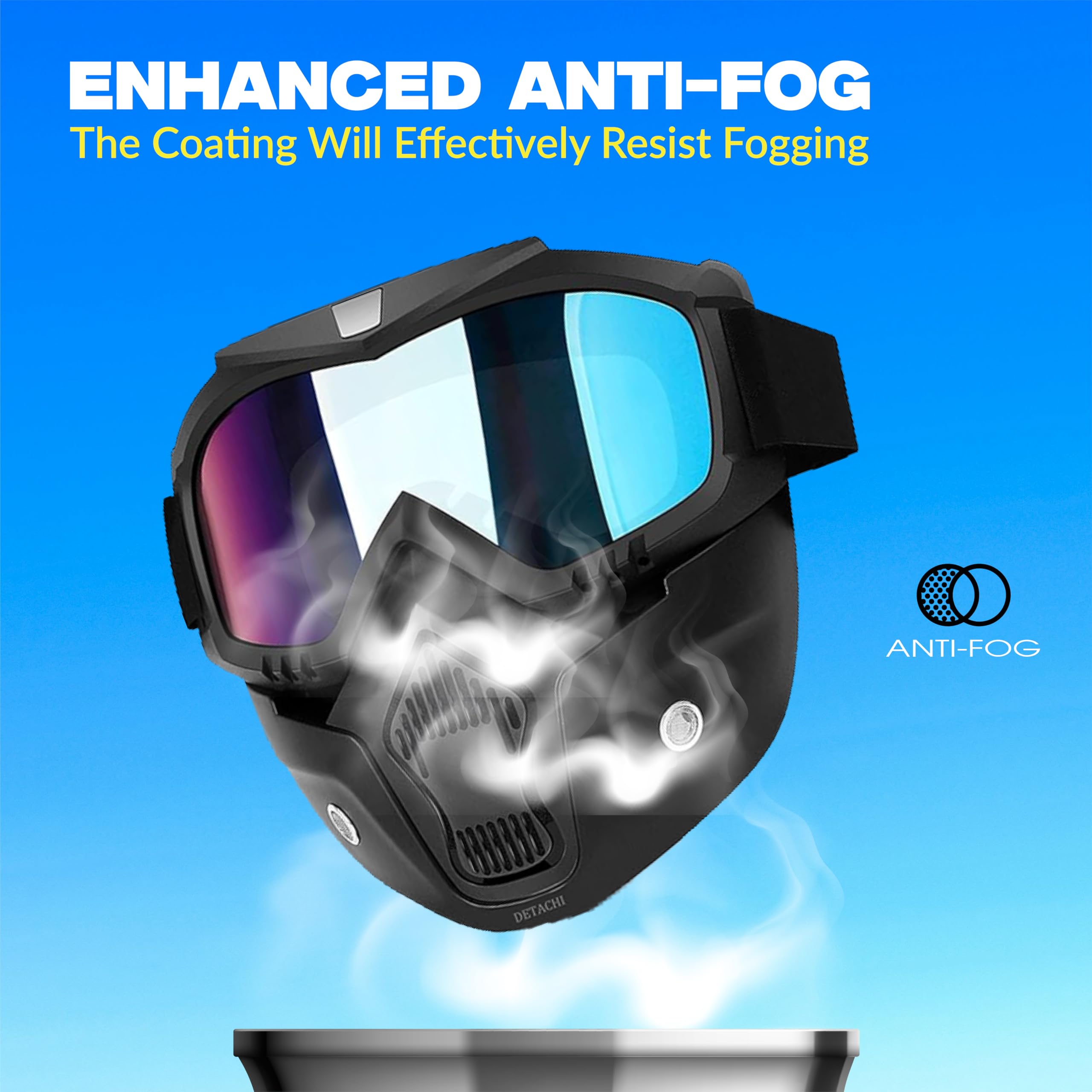 MIKANIX Bike Riding Goggle Face Mask Anti Scratch UV Protective Face & Eyewear Windproof Dirt Shield With Detachable Mouth Filter For Cycling, Bike Off Road Racing