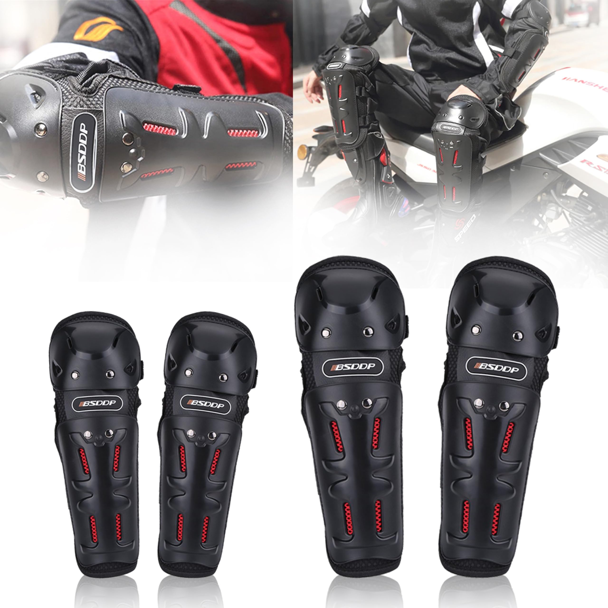 OBEROI'S TRADERS Motorcycle Riding Knee and Elbow Guard Protector | Breathable & Adjustable Shin Pads | for Bike Racing