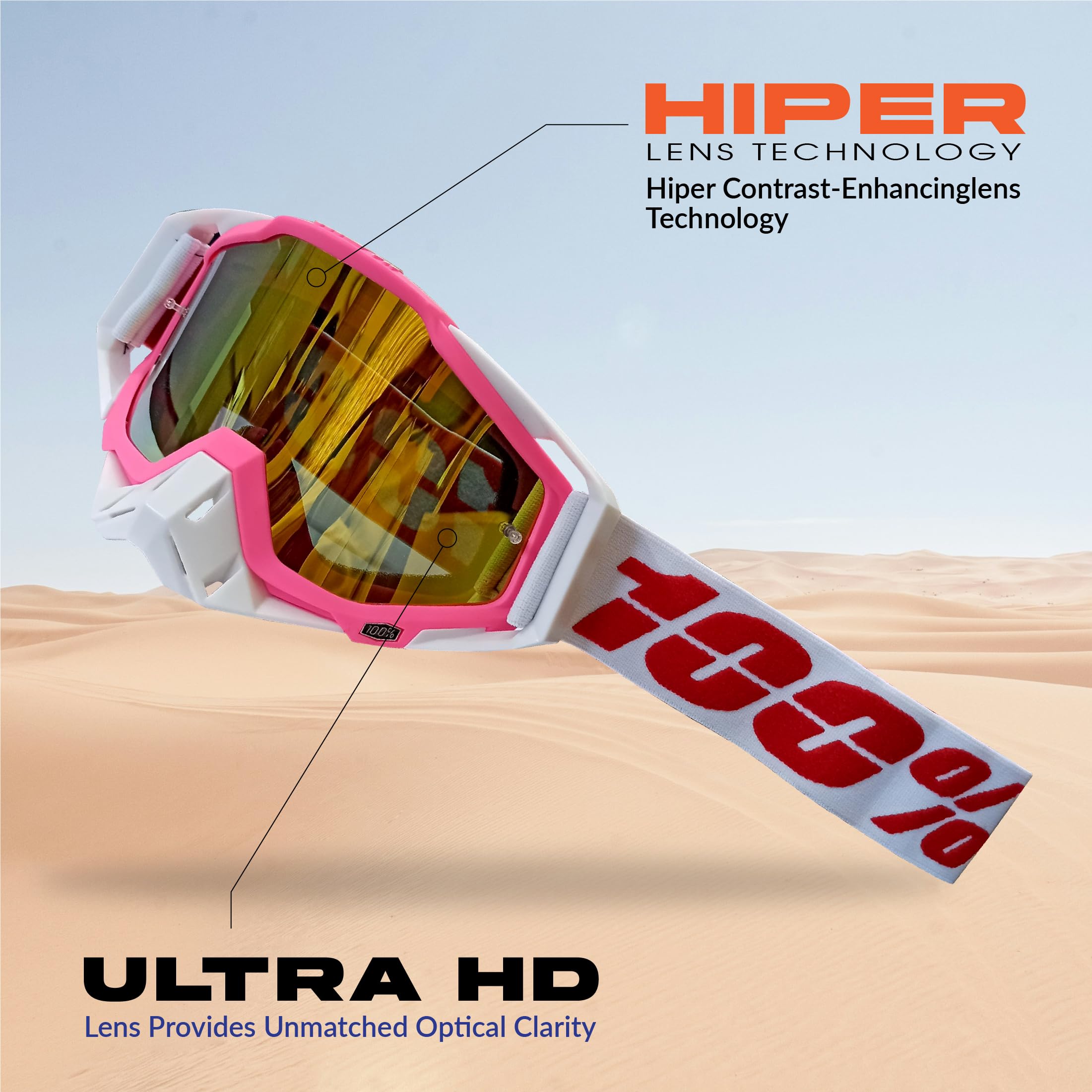 Mikanix Motorcycle Dirt Bike Goggles I ATV Motocross Offroad MX Racing Riding OTG Goggles | Protective Eyewear Safety Glasses for Ski, Snowboarding, Cycling & Outdoor Sports