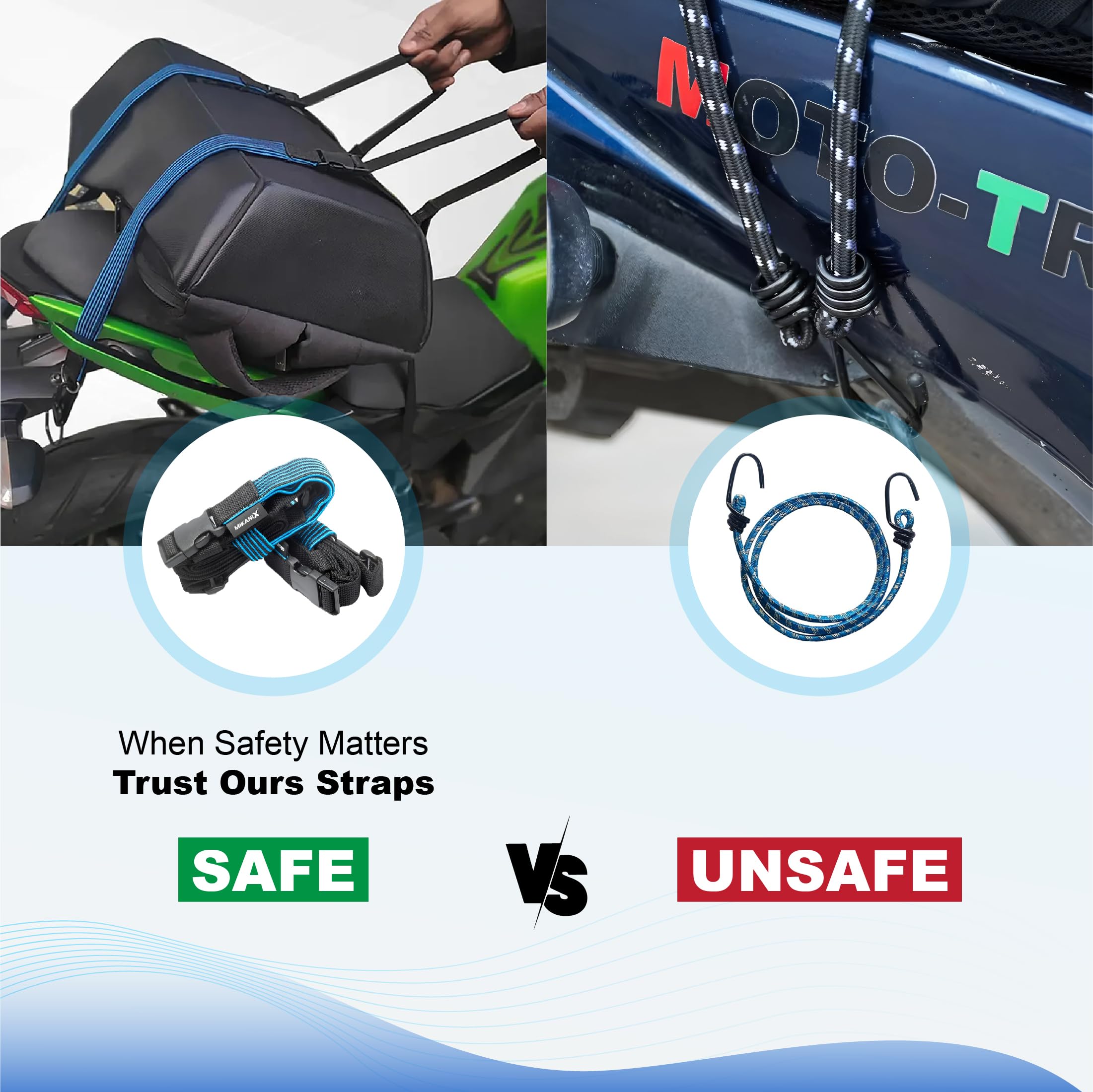 OBEROI'S TRADERS Bike Luggage Strap Cable Belt Rope | Strong Tie Down Belt for Motorcycle, Car, Roof Rack, Bicycle, Travel & Cargo