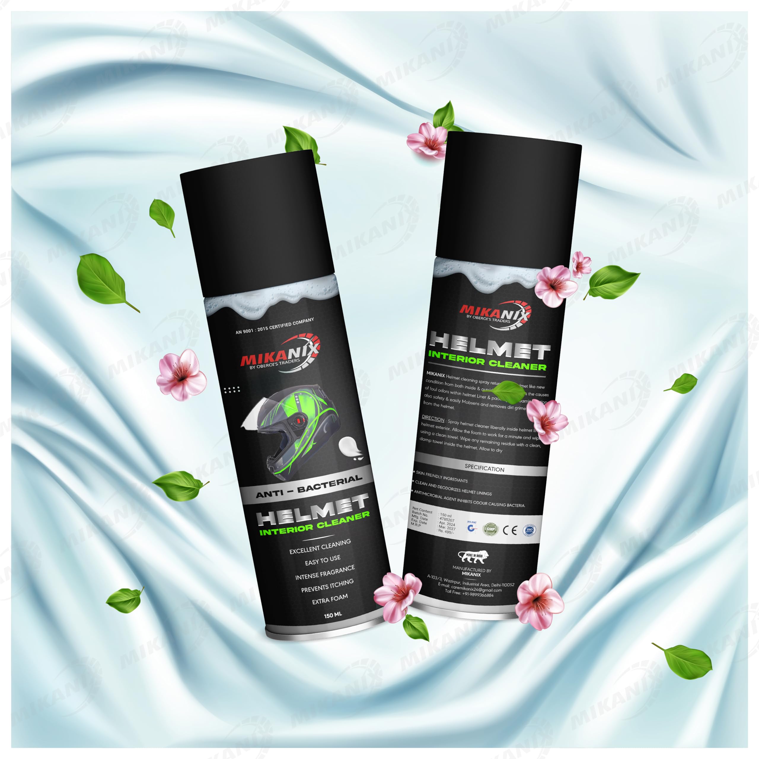 OBEROI'S TRADERS Helmet Foam Cleaner | Anti Bacterial/Anti Fungal Spray For Helmet Interior & Exterior Cleaning