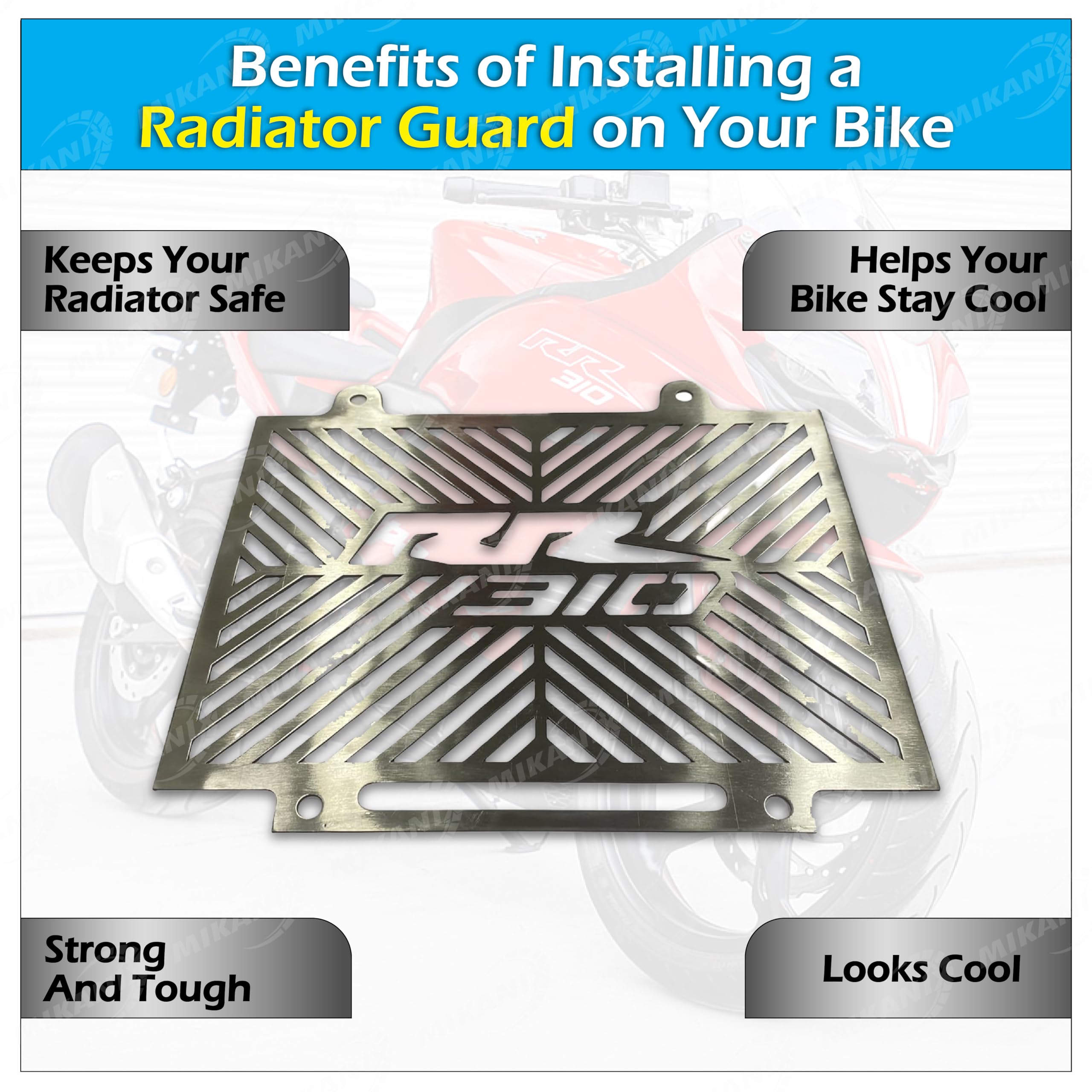 OBEROI'S TRADERS Stainless Steel Bike/Motorcycle Radiator Guard Protector Grill Cover Compatible with TVS Apache RR 310