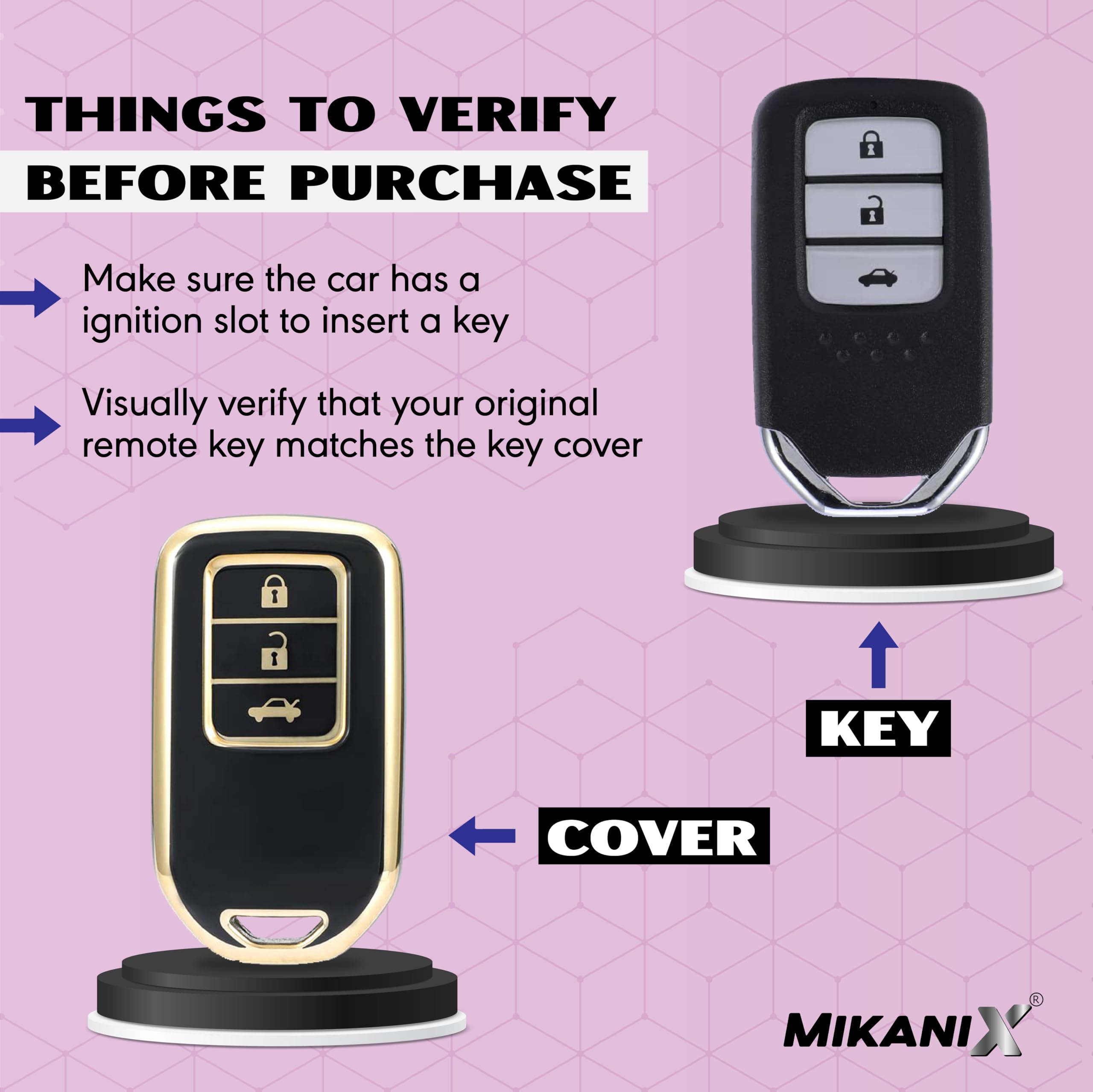 OBEROI'S TRADERS Premium Key Cover Compatible with Hyundai i20, Creta, Venue, Tucson, Alcazar, Verna, Xcent, Aura, Elantra 3-Button Smart Key | Elegant Black & Gold Protective Case Shell