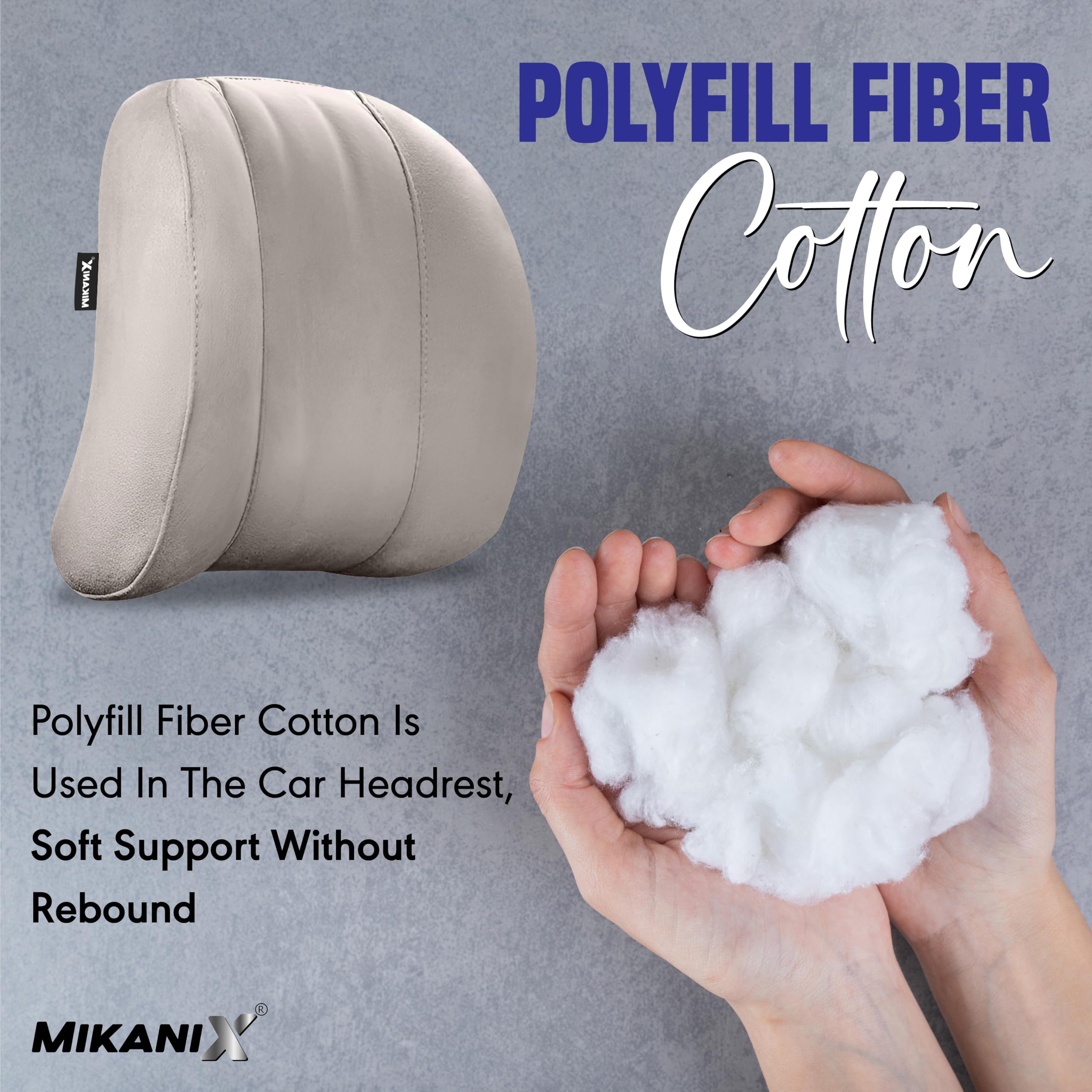 OBEROI'S TRADERS Car Headrest Pillow | Polyfill Fiber Cotton Neck/Head Support Cushion | Ergonomic Travel Headrest | Breathable Soft Cover | Universal Fit