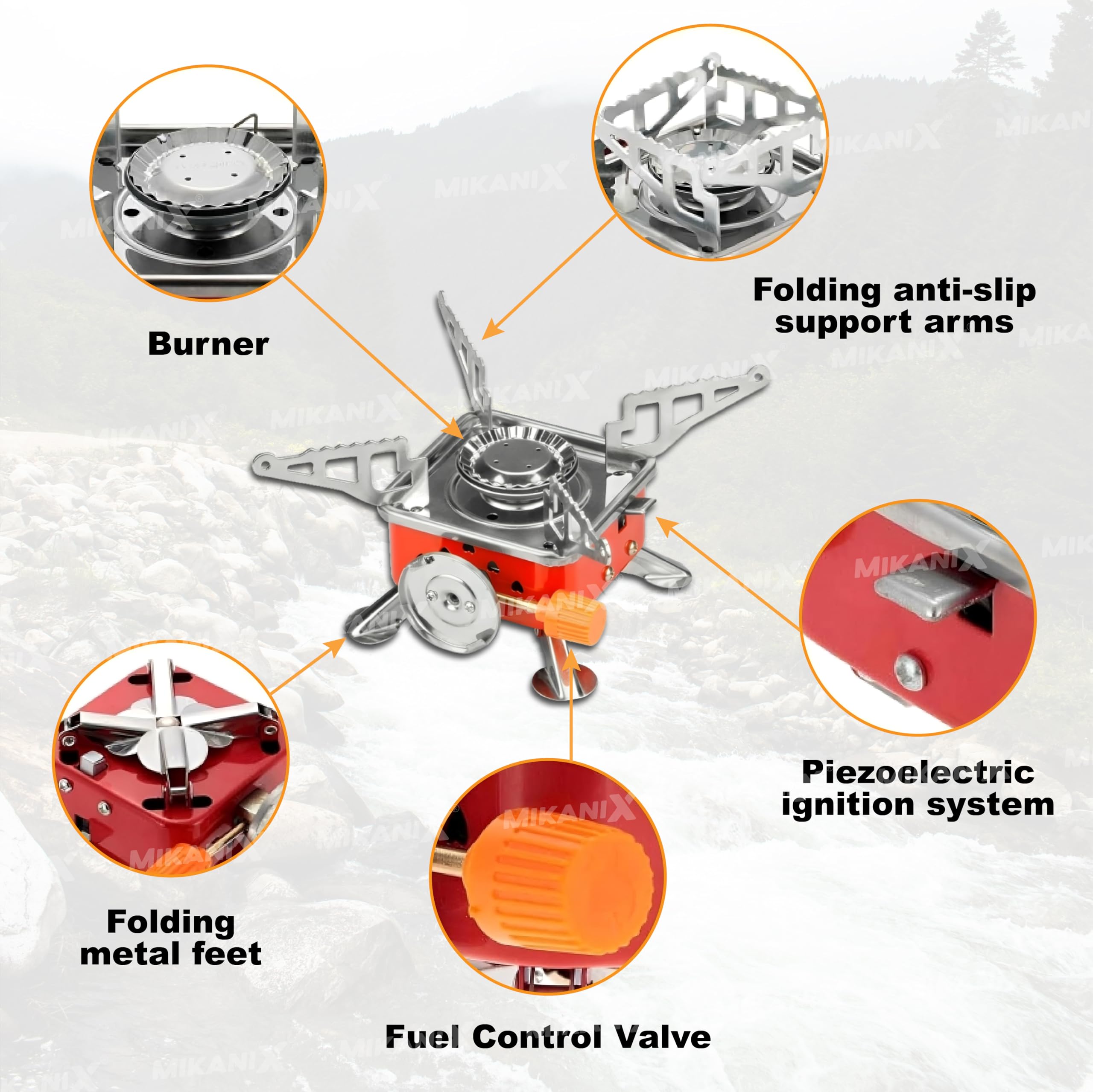 Mikanix 6 MONTHS WARRANTY Portable Mini Gas Stove/Butane Gas Burner For Camping, Picnic, Travelling & Hiking With Folding Furnace