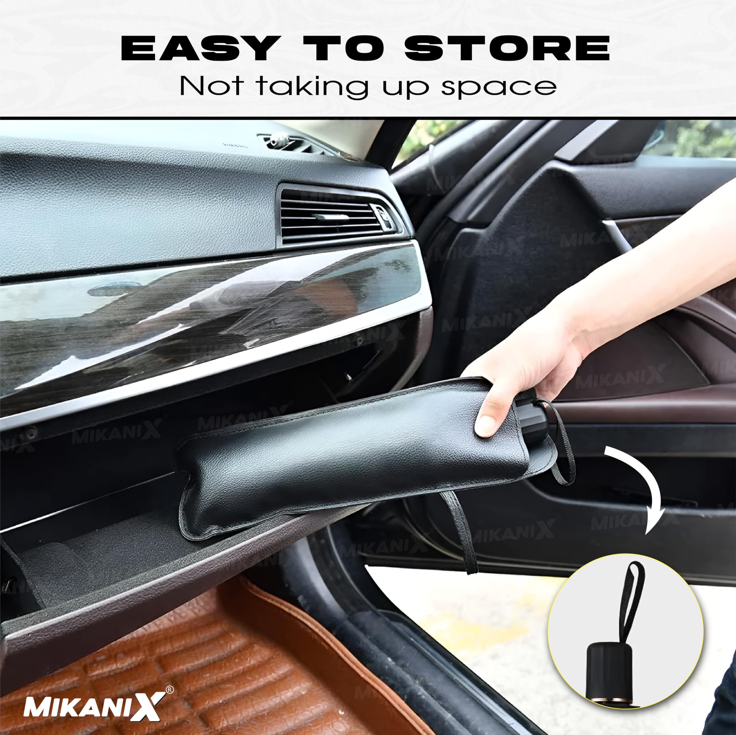 MIKANIX Car Front and Rear Windshield Sunshade, Reflective Silver Aluminium Foil & Umbrella for Windshield with Carry Bag, UV Ray Blocker, Universal for Car