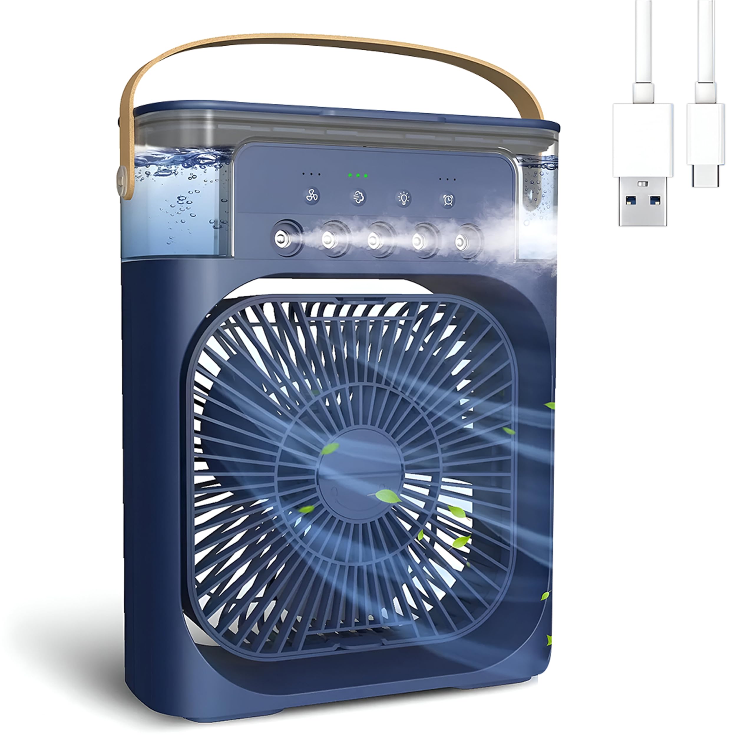 OBEROI'S TRADERS 1 YEAR REPLACEMENT WARRANTY Mini Cooler Fan for Room, Kitchen, Home & Office Desk | USB Cable, 3 Wind Speed Mode With Cooling Misting Fan