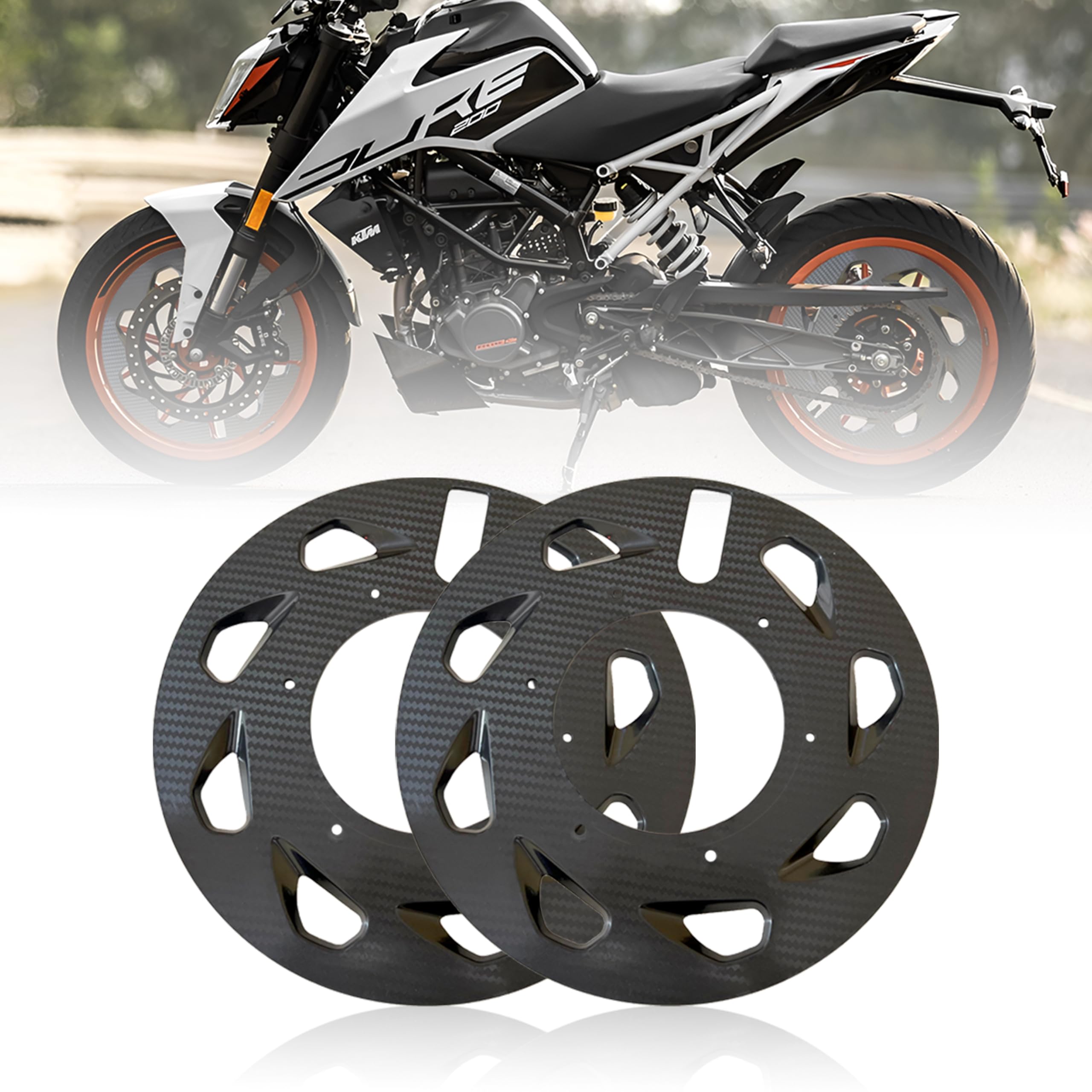 OBEROI'S TRADERS Carbon Finish Front | Rear Pro Disc Wheel Cover | Alloy Hubcap Cover 17 Inch Bike Fairing Kit Compatible with KTM Duke 125/200 / 250/390