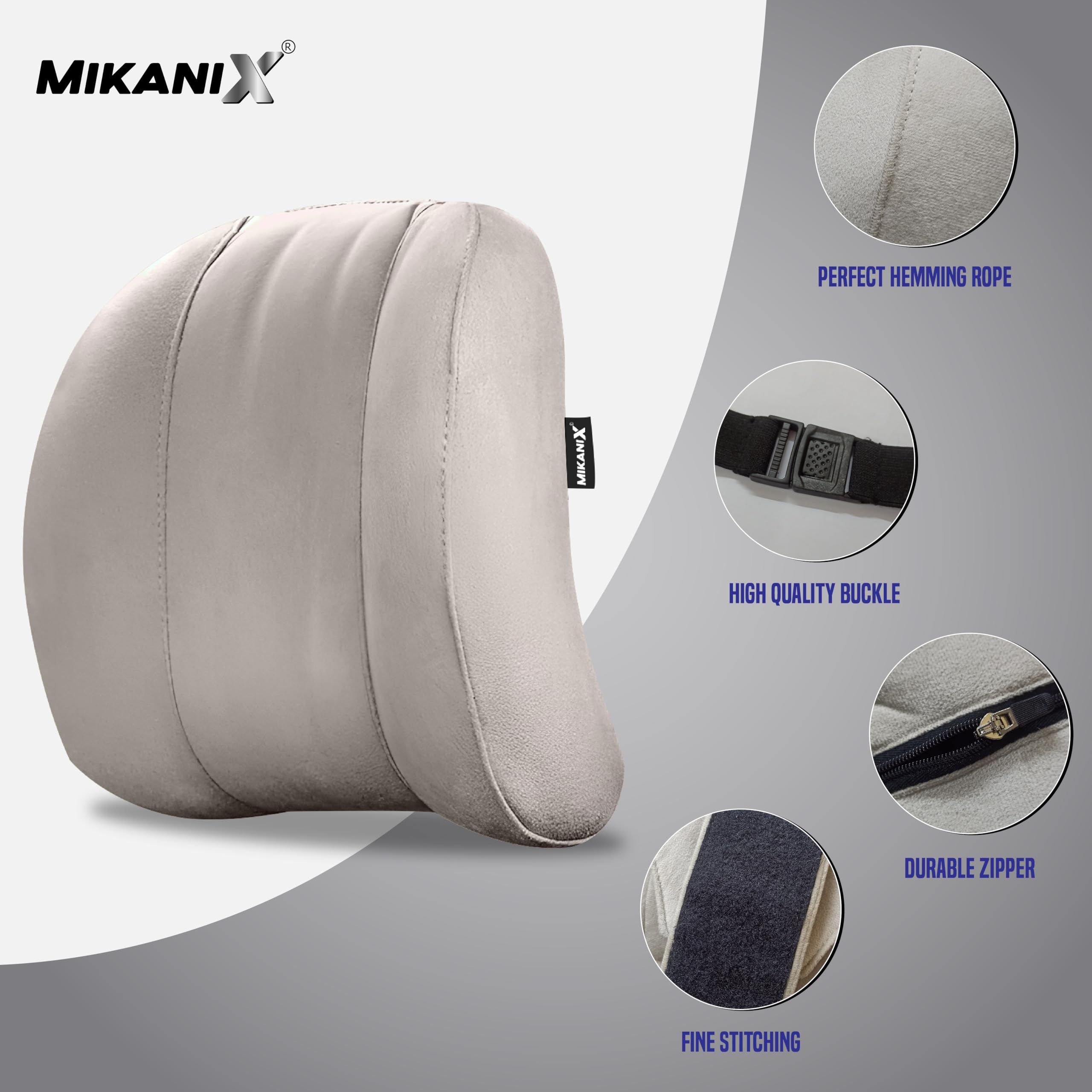 OBEROI'S TRADERS Car Headrest Pillow | Polyfill Fiber Cotton Neck/Head Support Cushion | Ergonomic Travel Headrest | Breathable Soft Cover | Universal Fit