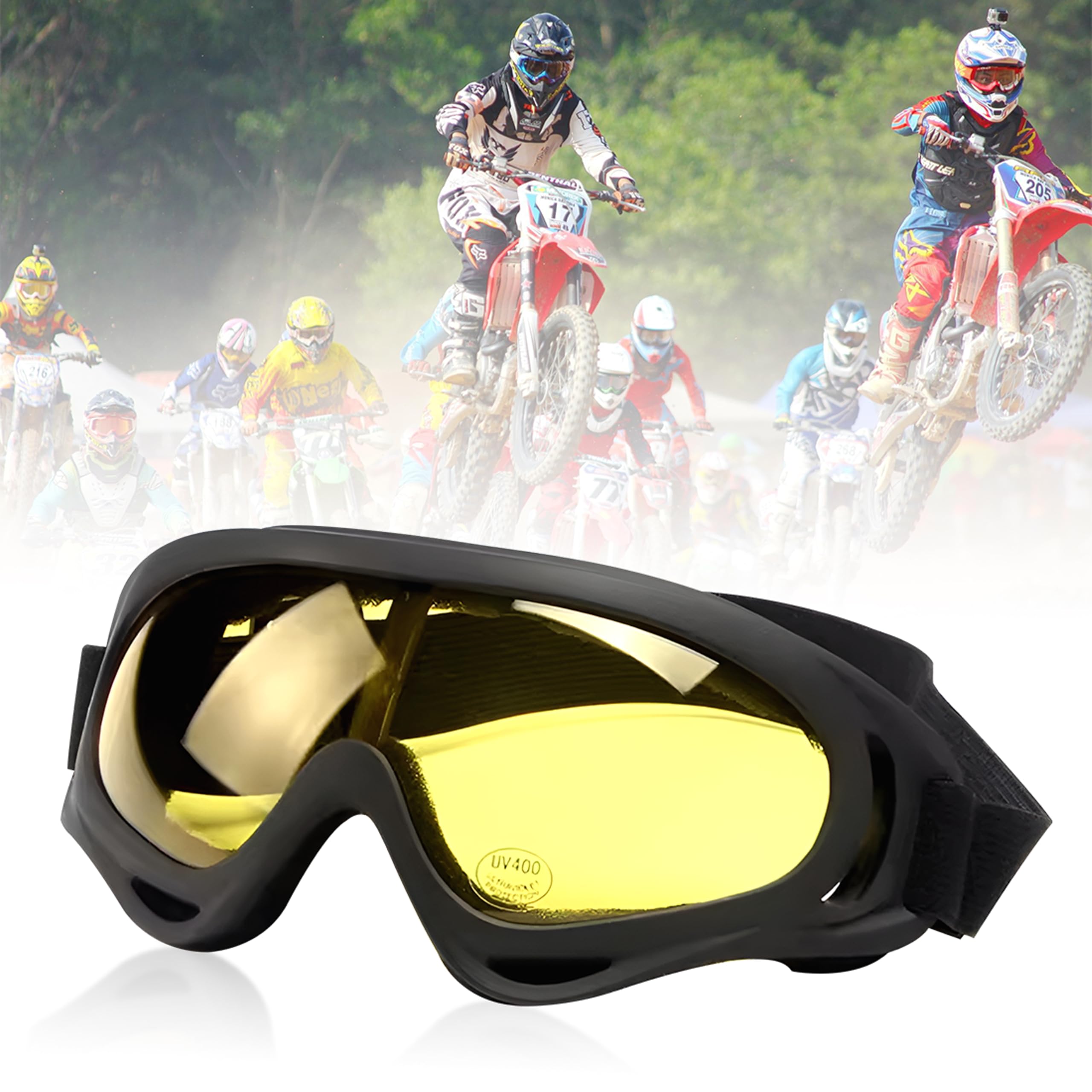 Mikanix Rubber Motorcycle Helmet Goggles I Anti-UV, Windproof Eyewear for ATV, Bike & Outdoor Activities