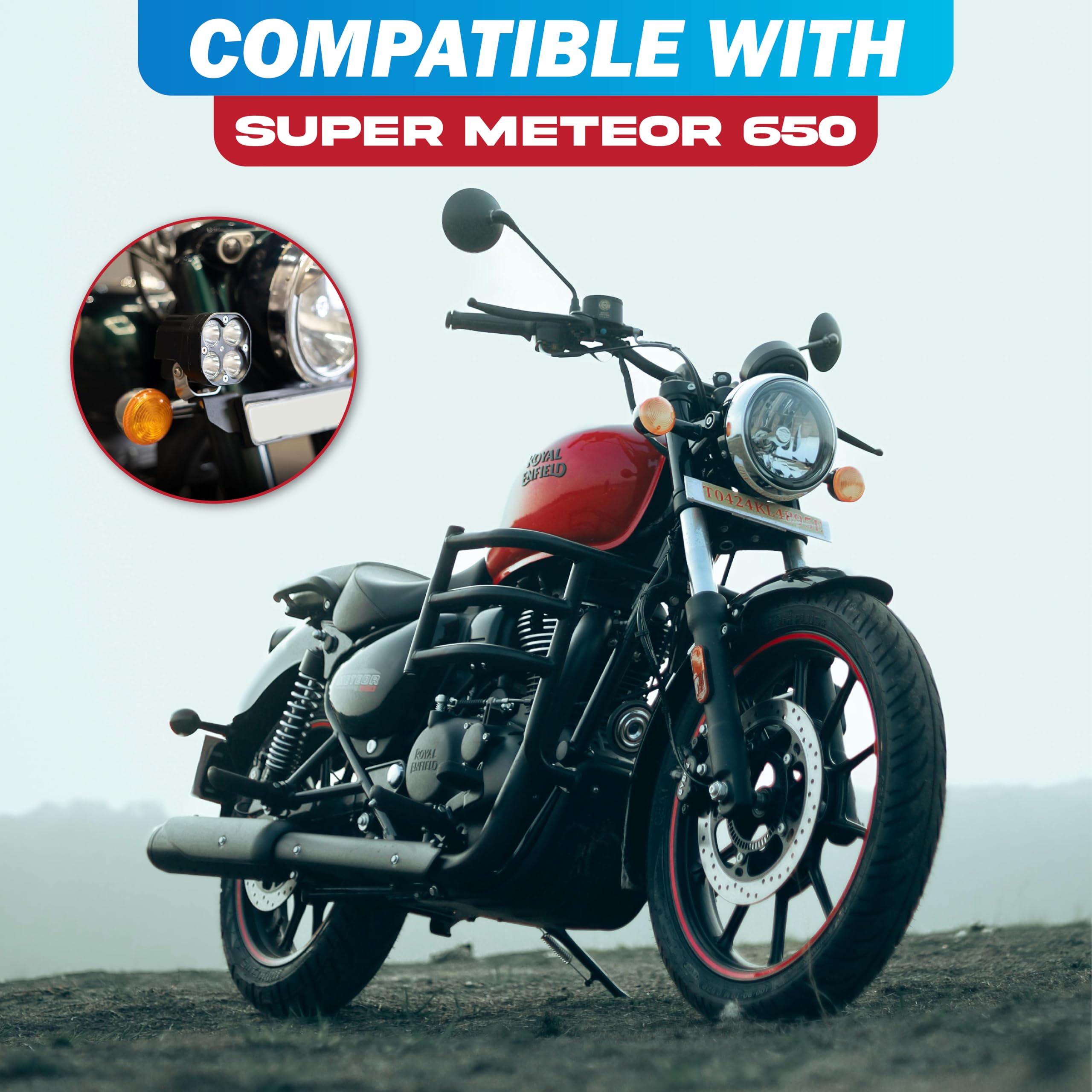 MIKANIX Super Meteor 650 Fog Light Mount | Metal Bracket for LED Fog Lamps & Auxiliary Lights | Rust-Free, Durable & Fog Lamp Mounting Clamp Black