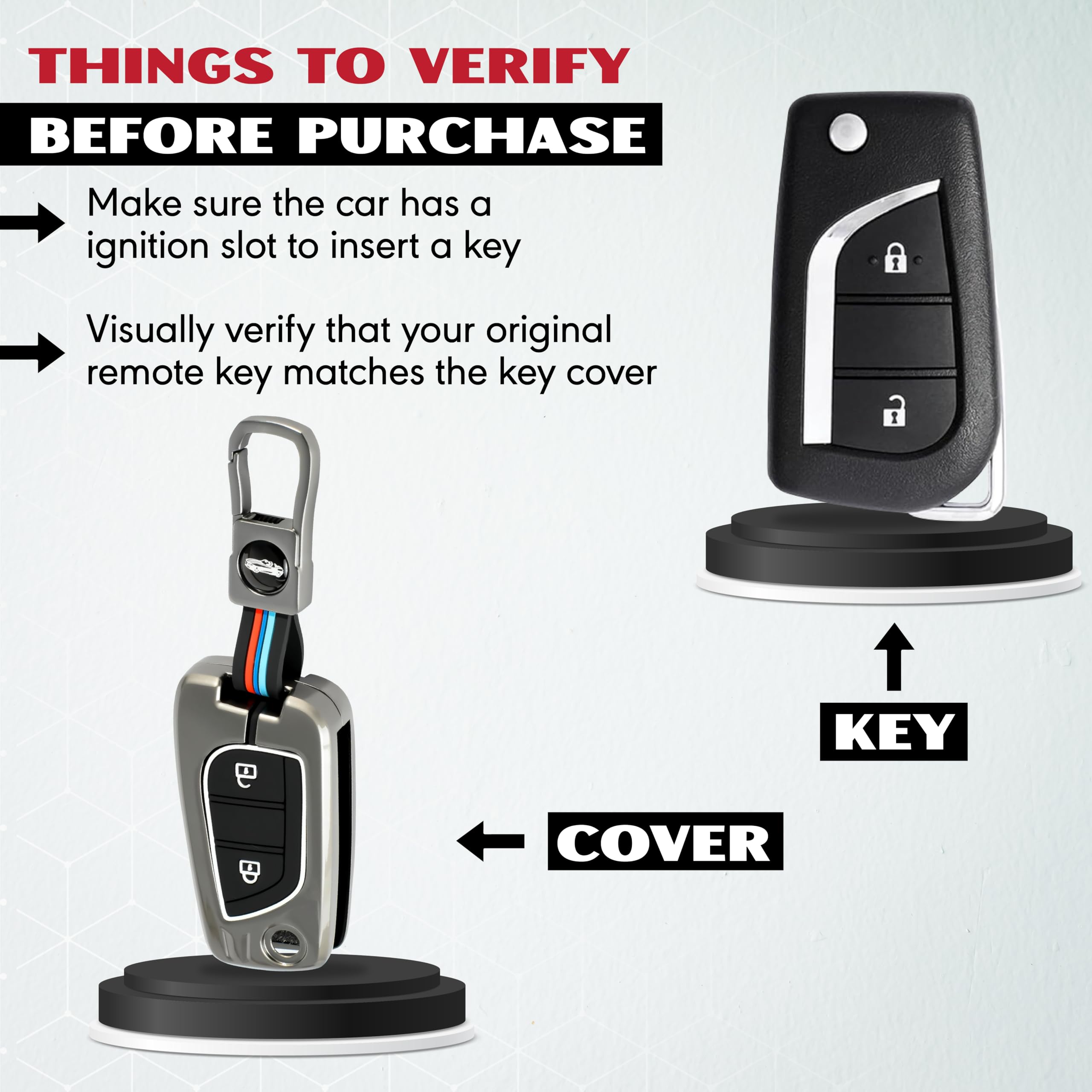 MIKANIX Premium Metal Car Key Cover | Zinc Alloy Smart Key Case | Silicone Protective Key Shell | Stylish Sporty Design | Universal Car Key Protection Cover for Smart Remote Key