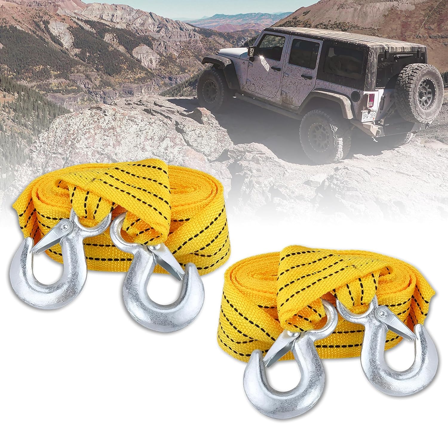 OBEROI'S TRADERS Heavy Duty Car Towing Strap Cable Belt Rope 5 Meter with Forged Hooks | Nylon, 3000 kg Pull Capacity