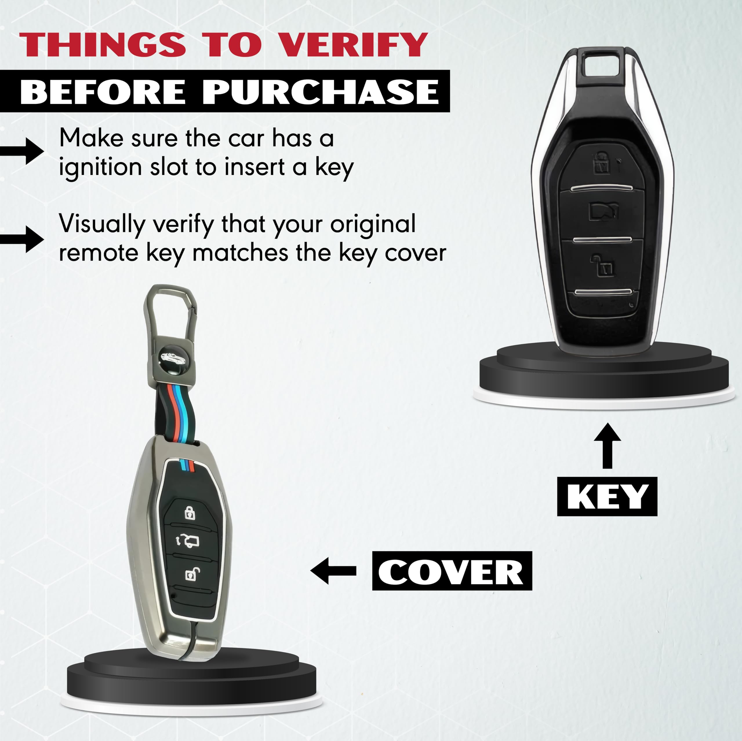 MIKANIX Premium Metal Car Key Cover | Zinc Alloy Smart Key Case | Silicone Protective Key Shell | Stylish Sporty Design | Universal Car Key Protection Cover for Smart Remote Key