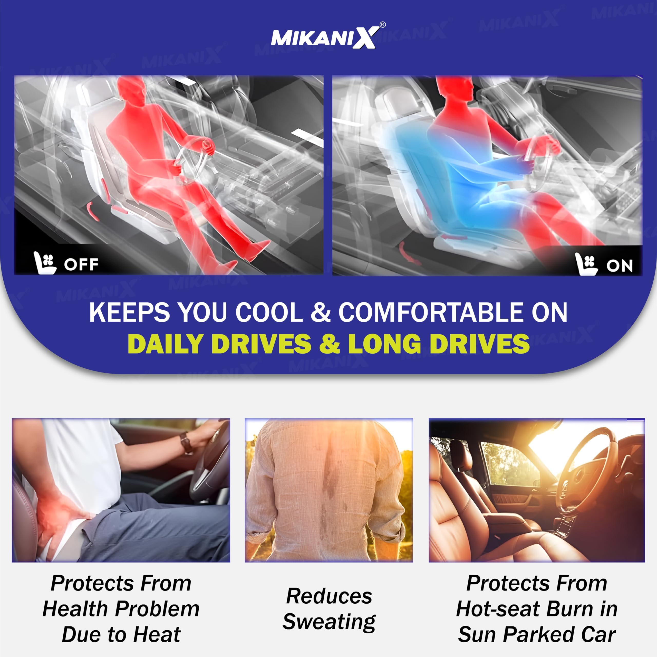 OBEROI'S TRADERS Ventilated Car Seat Cooling Cushion with 10 Fans and 3-Speed Control I Breathable Fabric and Leatherette