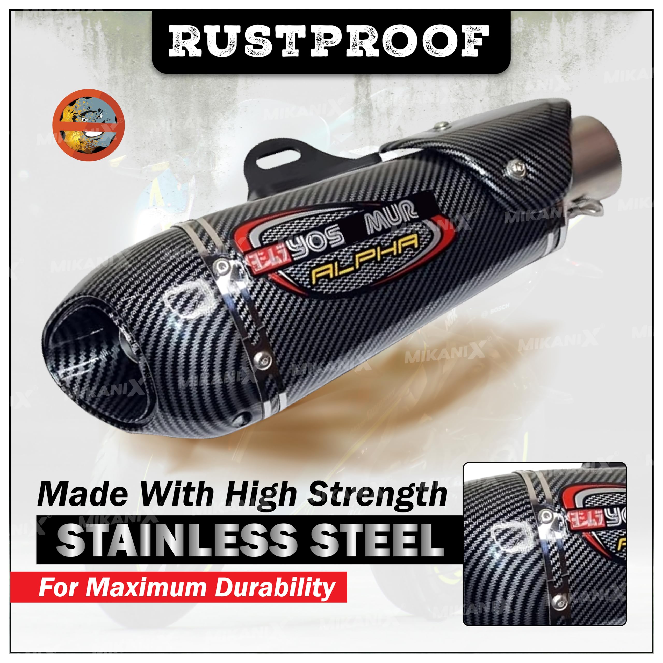 Universal Alpha Racing Sports Silencer/Exhaust Muffler Pipe, Slip-on Exhaust System for Bike/Motorcycle