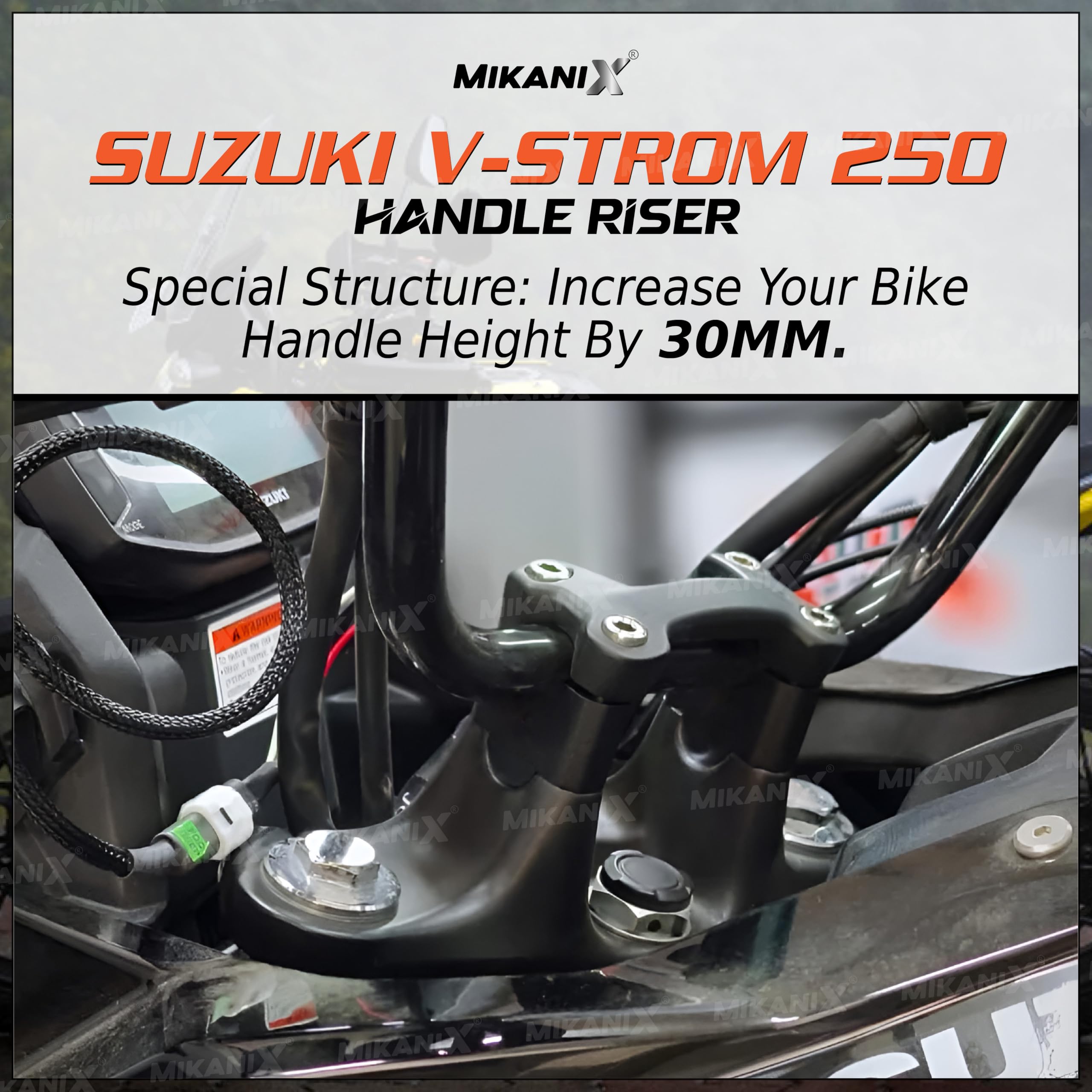 OBEROI'S TRADERS Bike Handlebar Riser | Handle Height Raiser Clamp Kit | Enhanced Comfort and Control | Compatible with Suzuki V-Strom 250