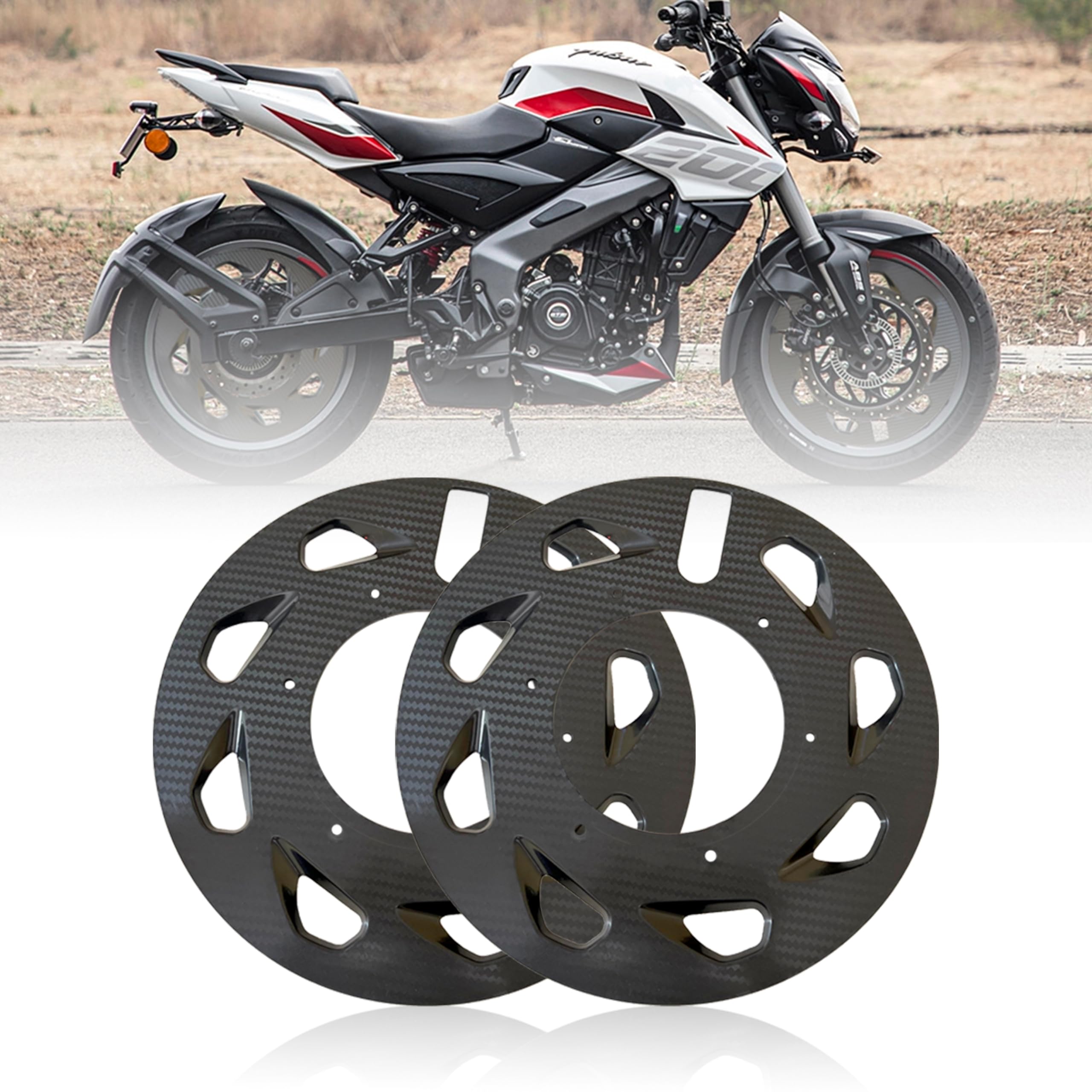 OBEROI'S TRADERS Carbon Finish Front/Rear Pro Disc Wheel Cover | Alloy Hubcap Cover 17 Inch Bike Fairing Kit Compatible with Bajaj Pulsar NS/RS All Bikes