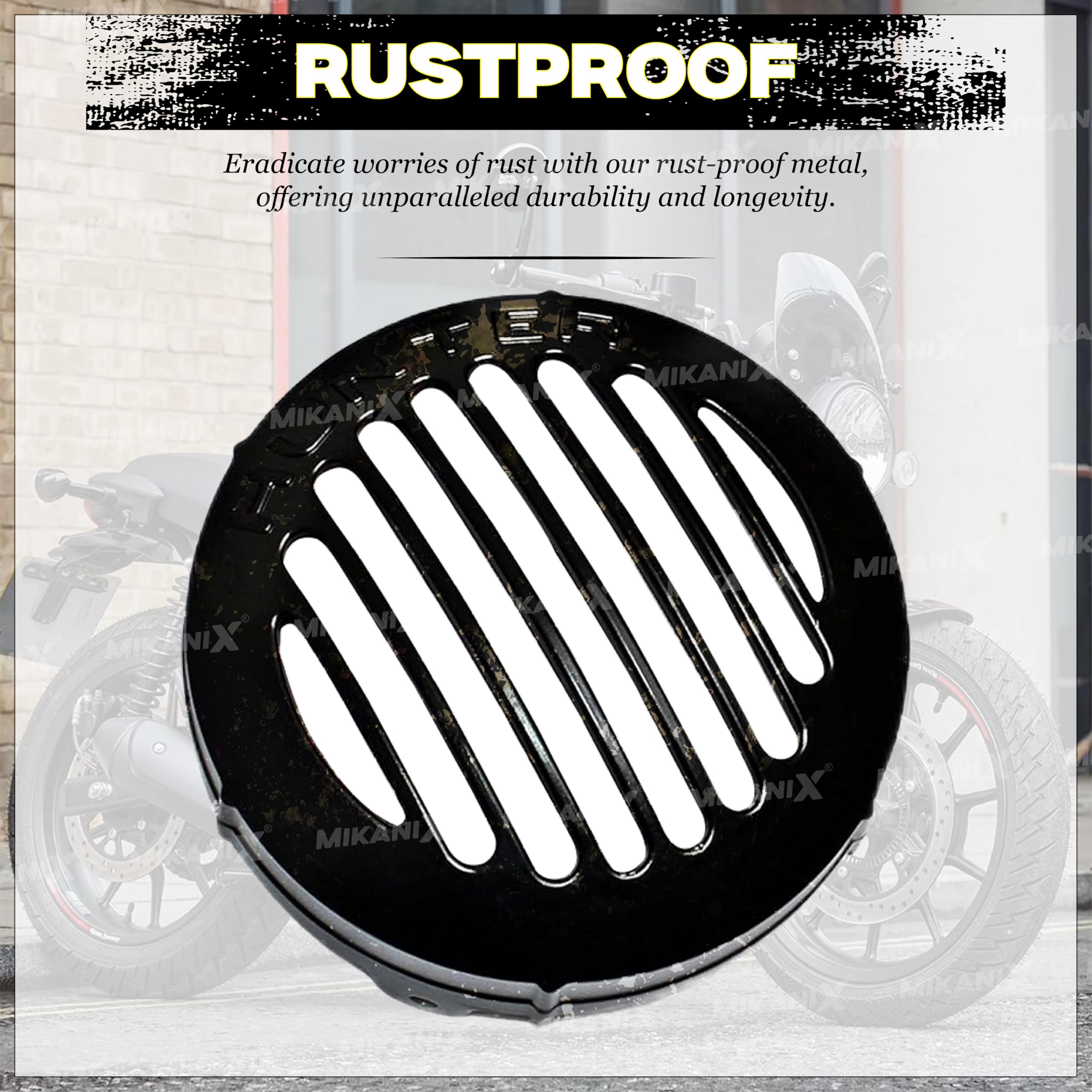 MIKANIX Hunter 350 Bike CNC Metal Front Rear Halogen Headlight Grill/Jali Cover Set With Tail Lamp, Indicator Cup Compatible Only For Royal Enfield Hunter 350