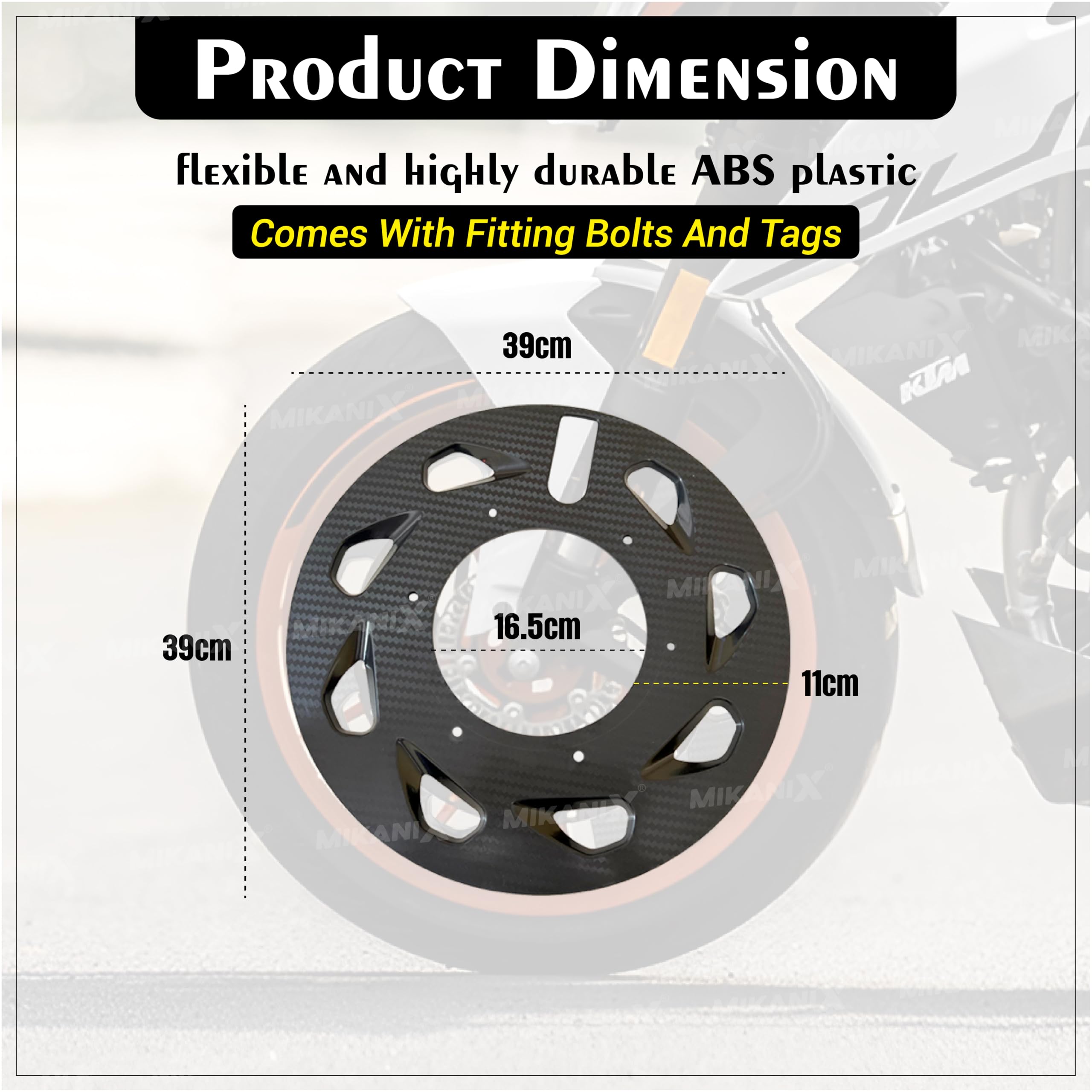 OBEROI'S TRADERS Carbon Finish Front | Rear Pro Disc Wheel Cover | Alloy Hubcap Cover 17 Inch Bike Fairing Kit Compatible with KTM Duke 125/200 / 250/390