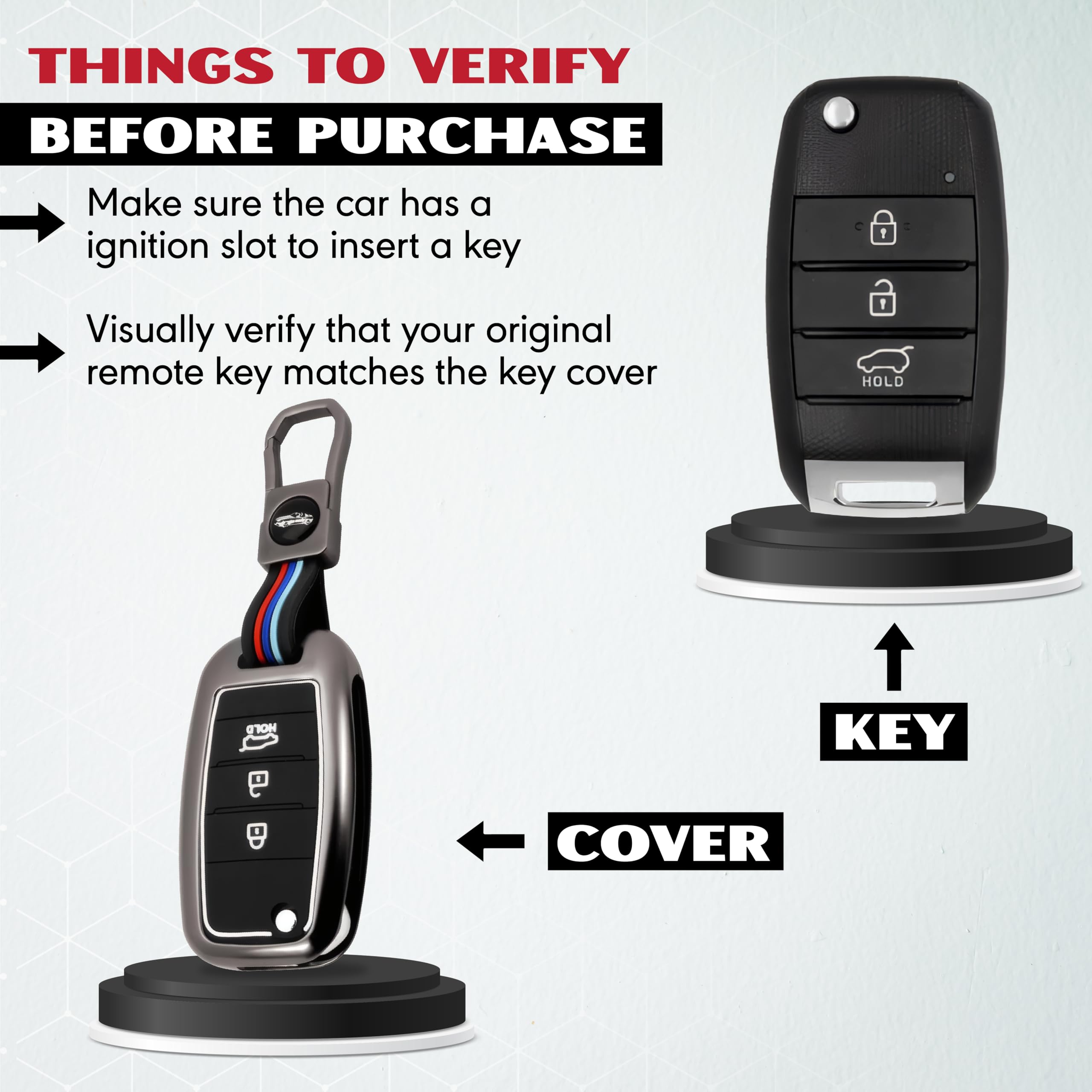 MIKANIX Premium Metal Car Key Cover | Zinc Alloy Smart Key Case | Silicone Protective Key Shell | Stylish Sporty Design | Universal Car Key Protection Cover for Smart Remote Key