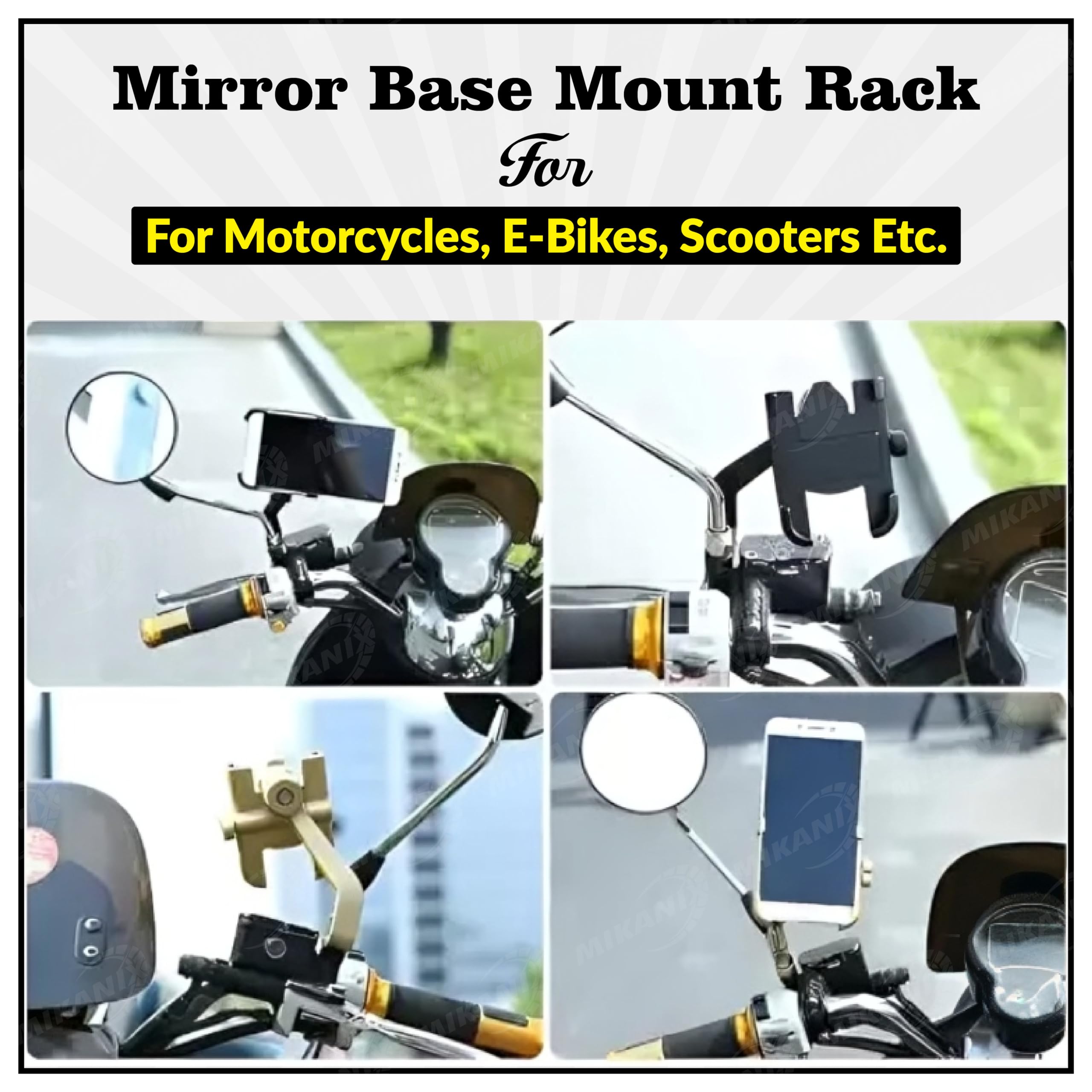 Mikanix Universal Bike Mount Mobile Holder 360 Degree Rotating Handlebar Cradle Stand for Motercycle Bicycle, Fits All Smartphones (Mobile Holder)